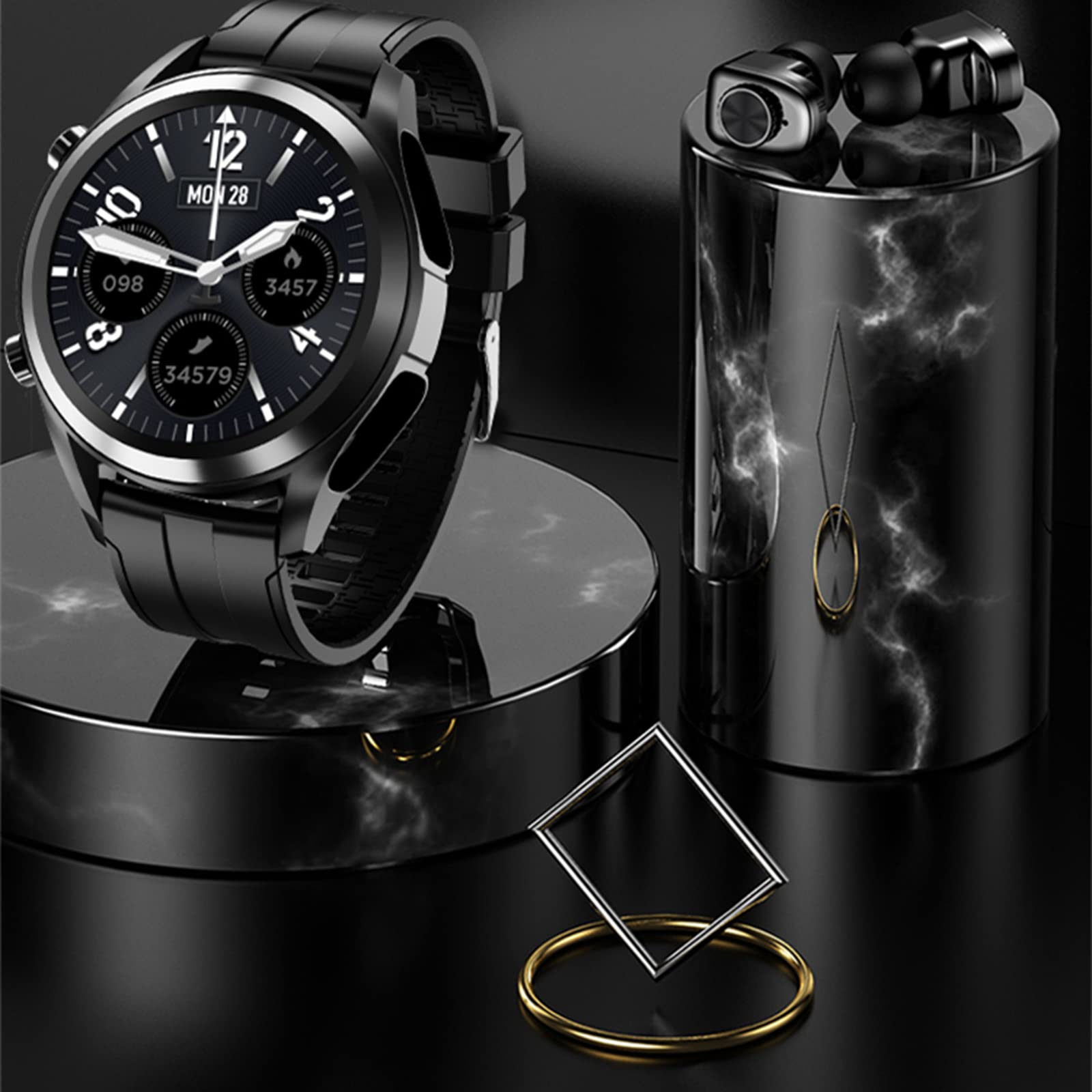 Słuchawki Bluetooth Smart Watch Full Touch, dla mężczyzn i kobiet. Sterowanie muzyką Smartwatch z pulsometrem do Android iOS. Monitorowanie tętna, monitorowanie ciśnienia krwi.