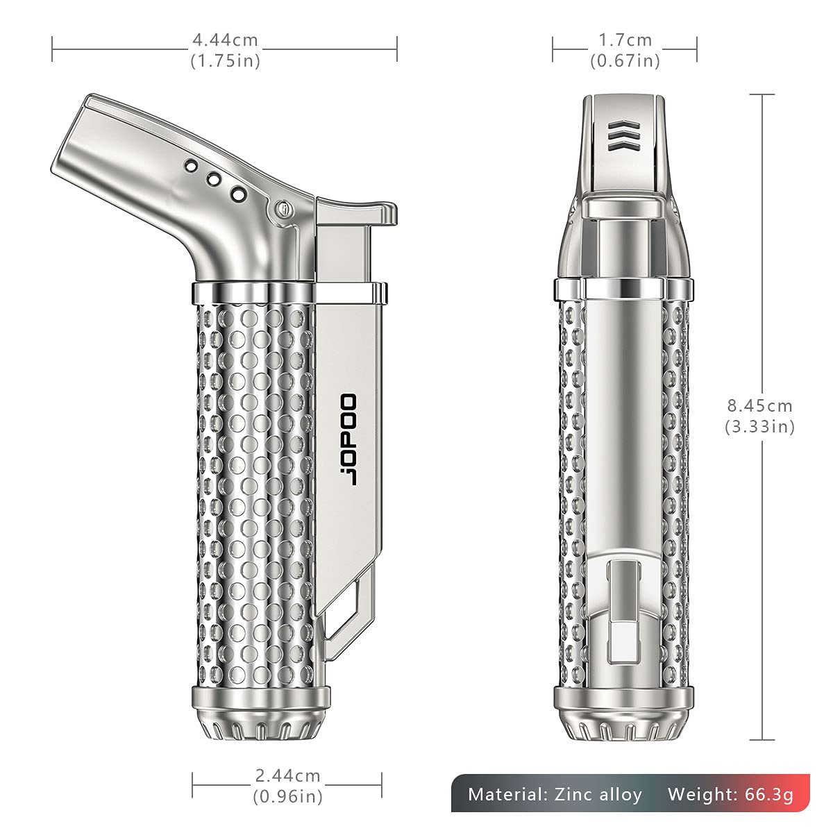 JOPOO Jet Flame Lighter, Turbo Torch Lighters, Refillable Windproof Gas Lighters (Butane Gas Not