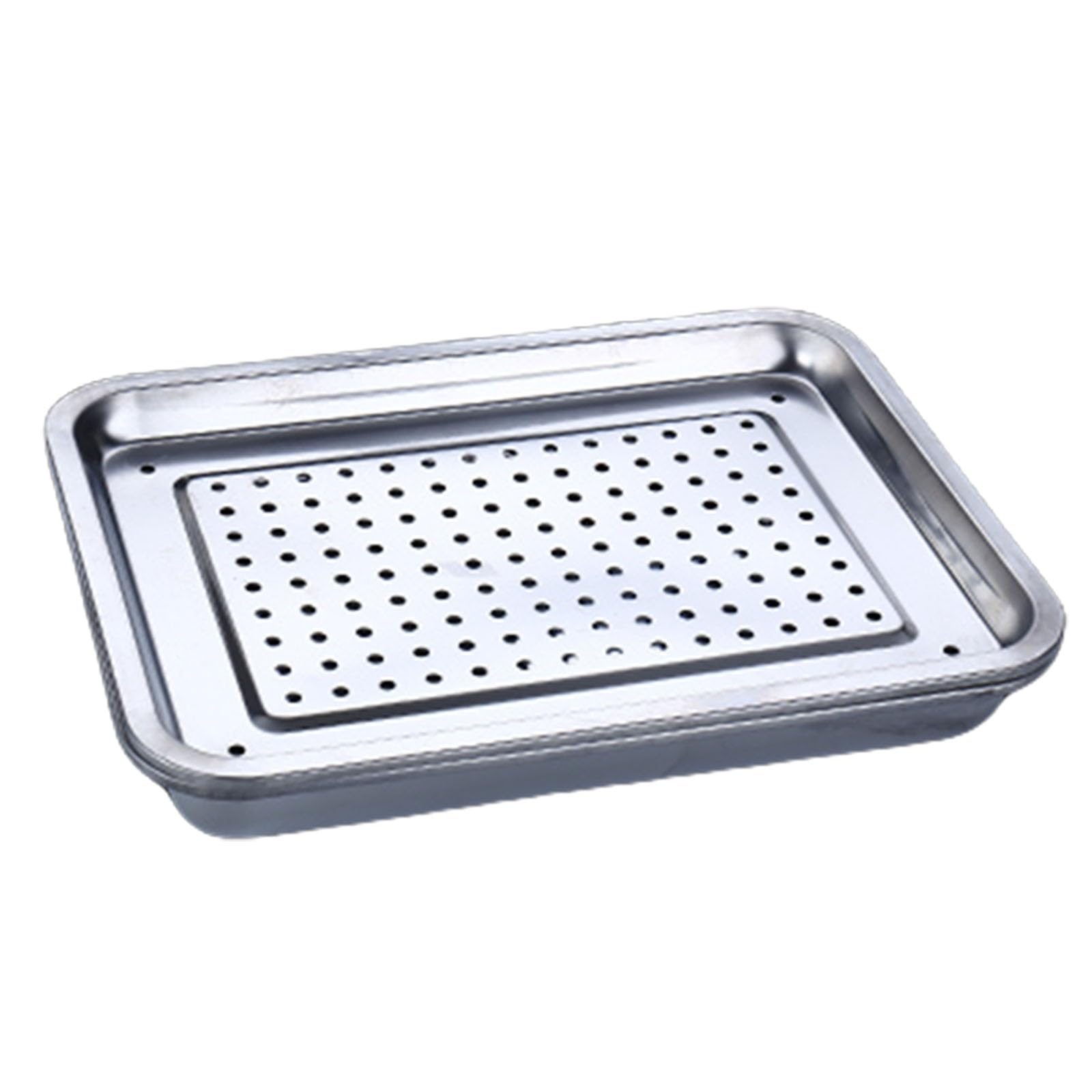 WRJAHCG Stainless Steel Storage Tray,Metal Tray,Stainless Steel Hollow Tea Tray,Tea Drainage Tray Metal Organizer Plate To Hold Fruit, Tea,Stainless Steel Tray,High/5CM,32x22CM/12''x8''
