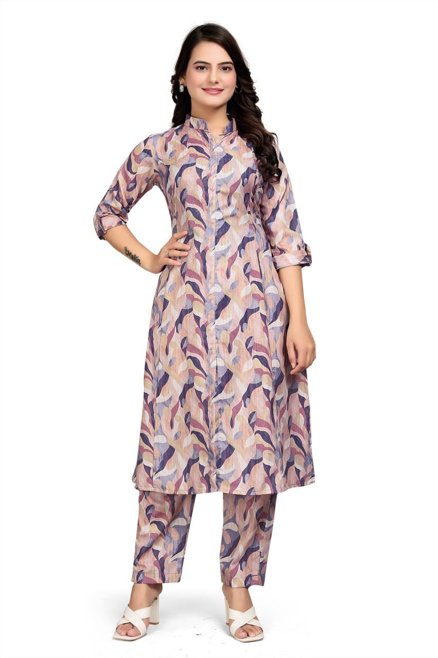 kv fashion Women's Rayon Printed Readymade Kurti Pent Set (MPP Isha Multi -M) Multicolour-picture-22