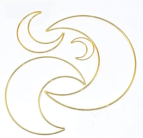 Amazon Tsubasi ドリームキャッチャー キット 捕夢網 メダルフープ 金属リング Diy 手作り材料 壁掛け飾り 風鈴用 デコレーション 枠 パーツ マクラメ クラフト ウェディング用品 手芸キット誕生日 パーティー クリスマス 装飾 溶接 フープ 金色 月型 4個セット 手芸