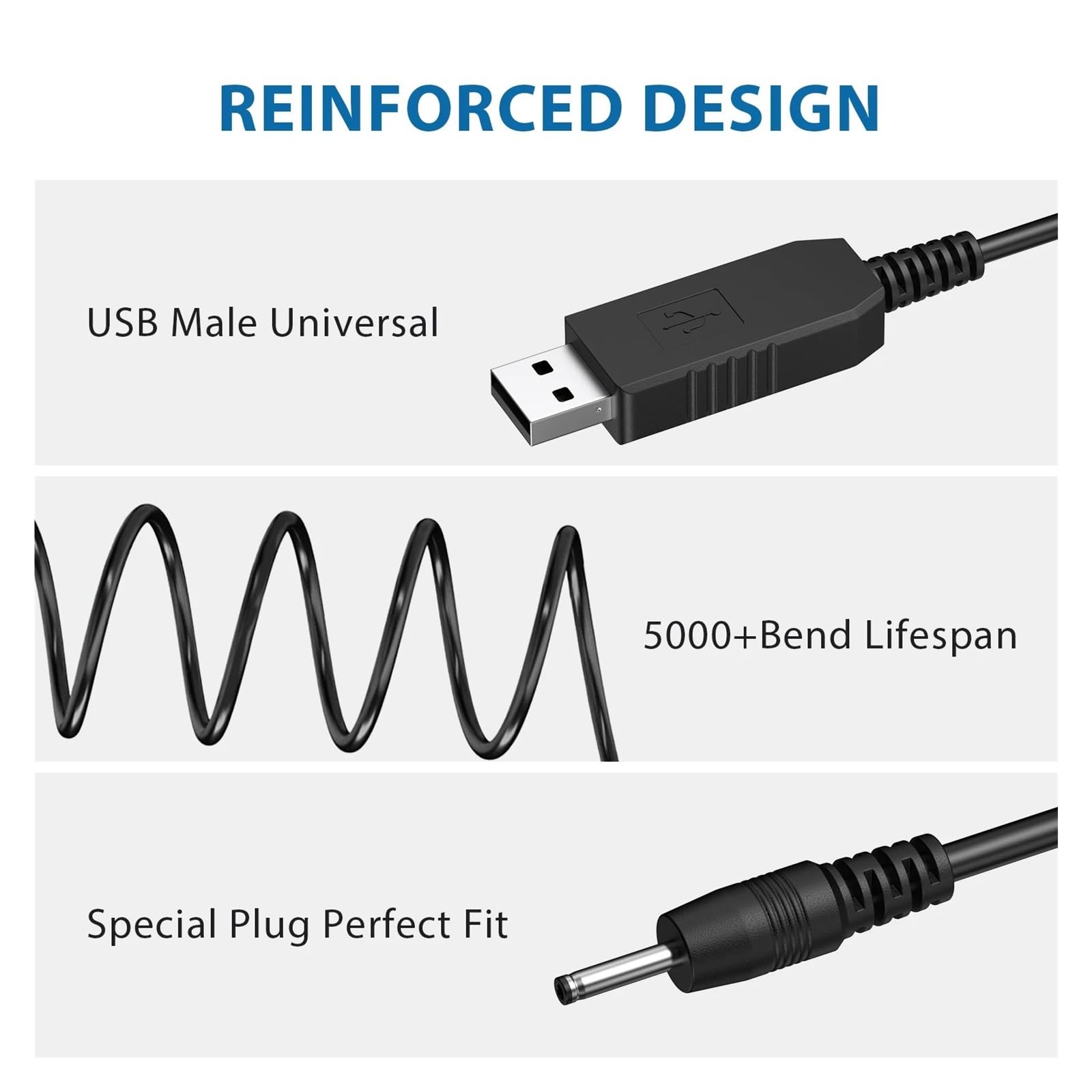 Caricabatterie for rasoio elettrico da 2,3 V, MGK3921 3221 3335 3010 3020 3210 BT3020 3021 3022 Cavo di ricarica USB for regolabarba