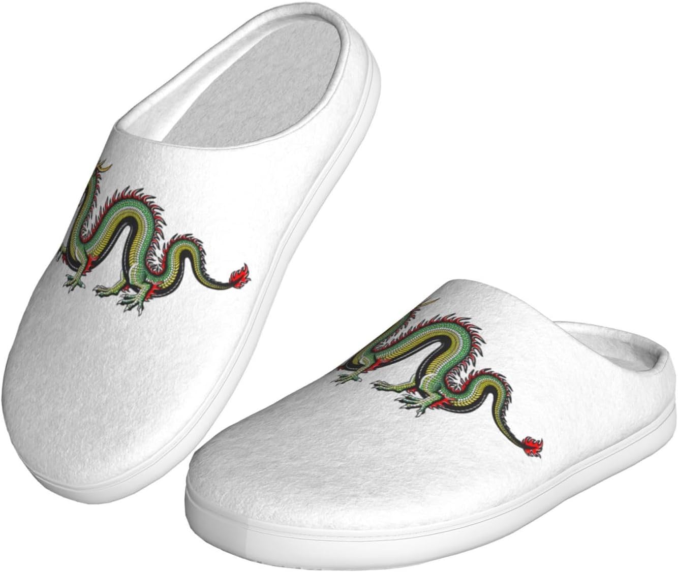 [Zateem] メンズ スリッパ 室内履き ラゴン 龍 緑 かわいい レディース ルームシューズ 室内スリッパ 自宅用 業務用洗え