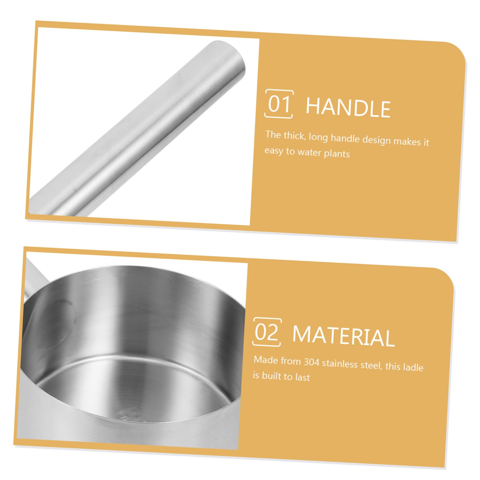 Louche Acier Inoxydable Avec Manche Louche à Eau Pour Arroser Les Plantes Et Cuisiner Cuillère à Soupe à Fond Plat Pour Cuisine Jardinage