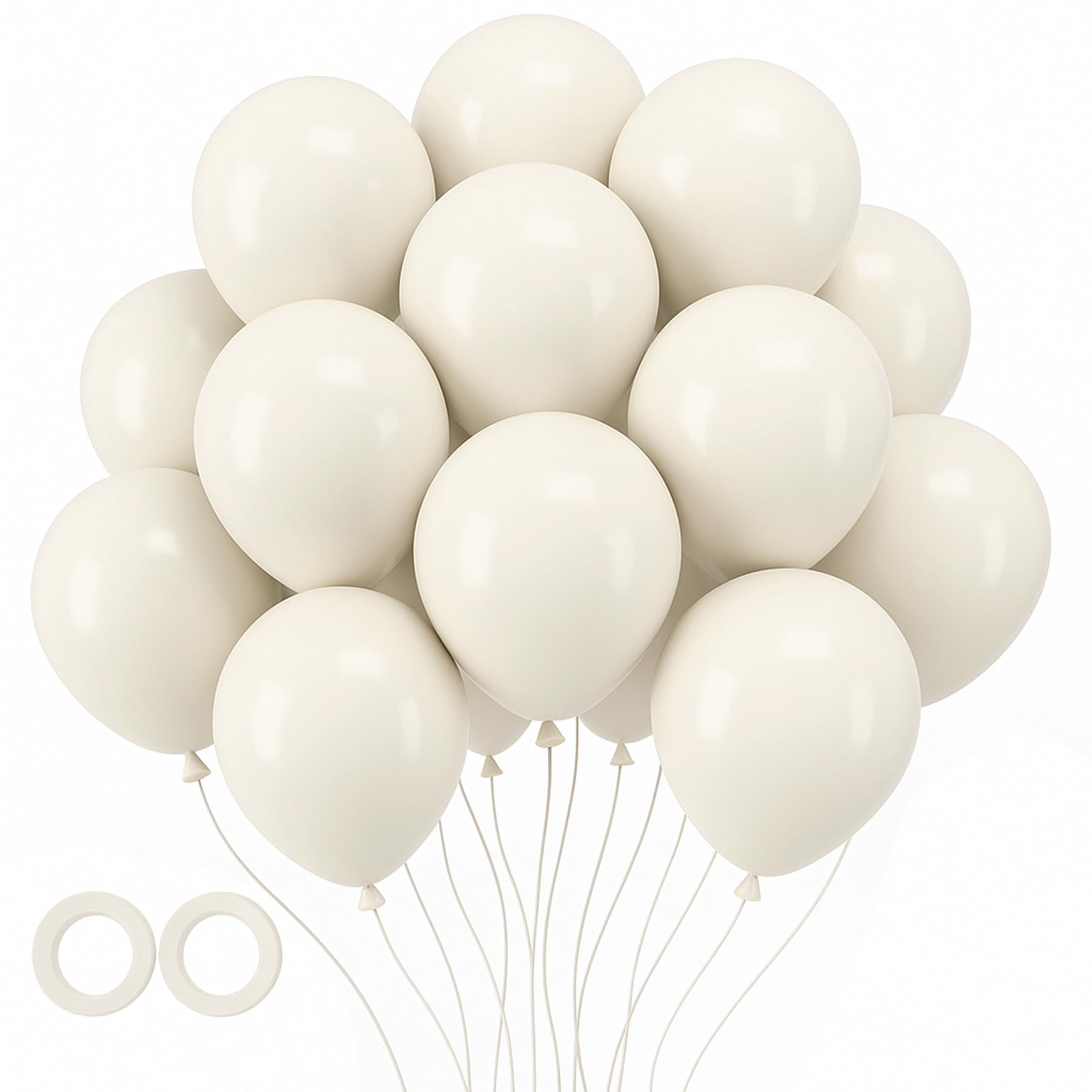 Voircoloria 105pcs Sand White Party Latex Balloons, 12inch