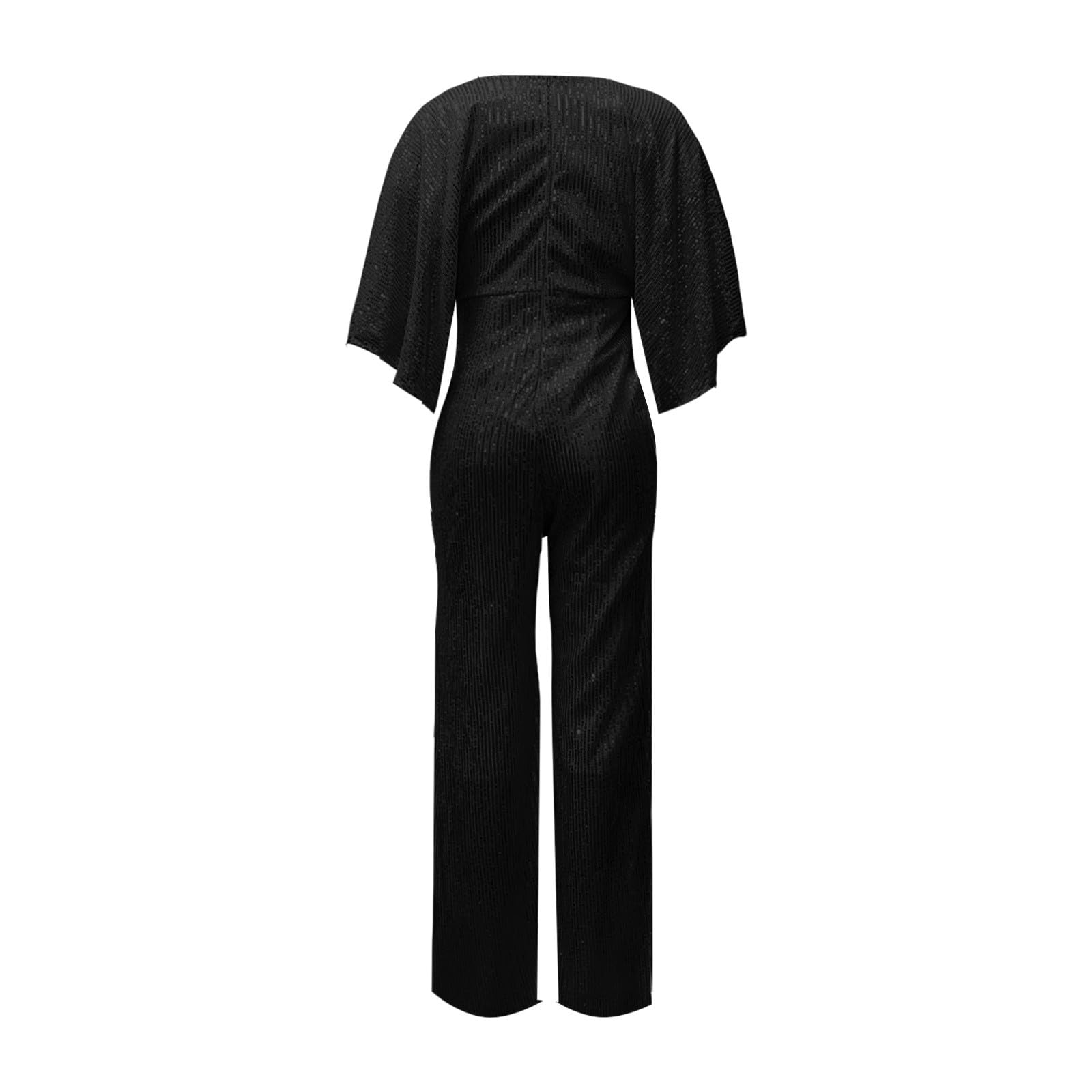 Jumpsuit Damen Elegant, Ganzkörperanzug Damen Eng Pailletten Hosenanzug | Größen Business Overall V-Ausschnitt Glitzer Playsuit Langarm Streetwear Vintage Glitzer-Hosenanzug