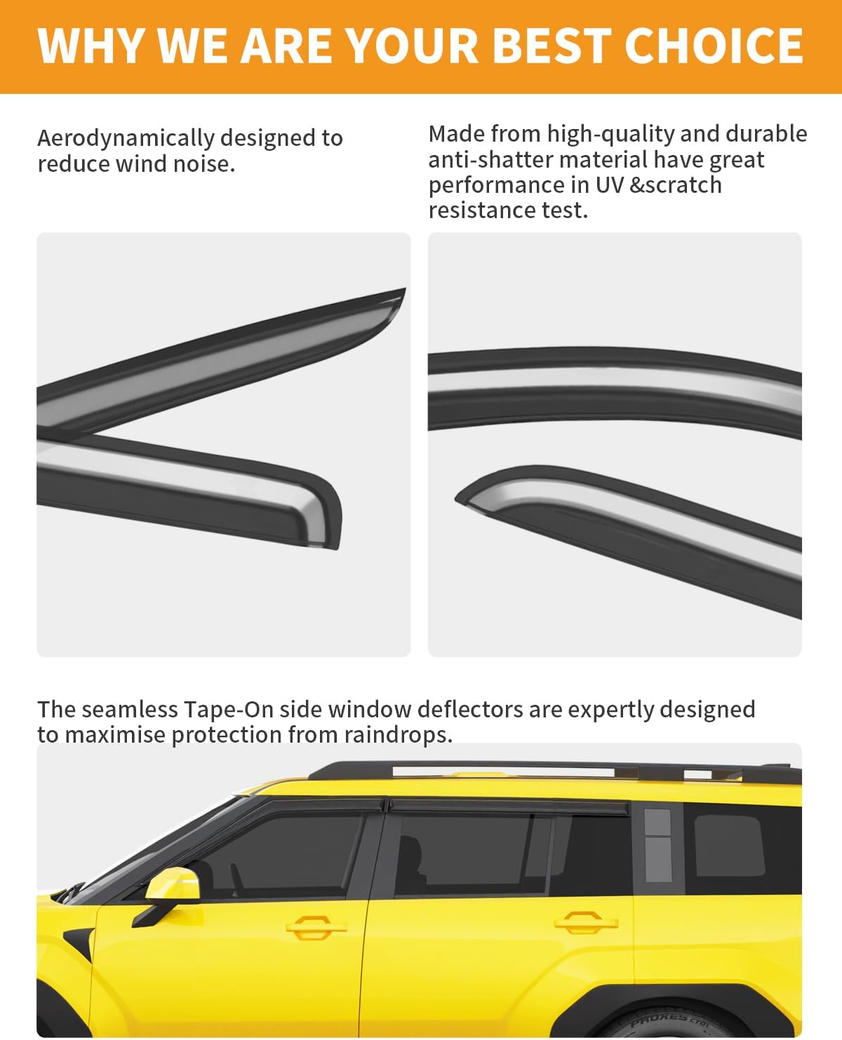 Extra-Thick Window Rain Guards Fit for Hyundai Santa Fe 2024 2025 2026 Rain Guards Extra Durable Tape-on Window Deflectors Visors Vent Visors Vent Shades Car Accessories-4PCS