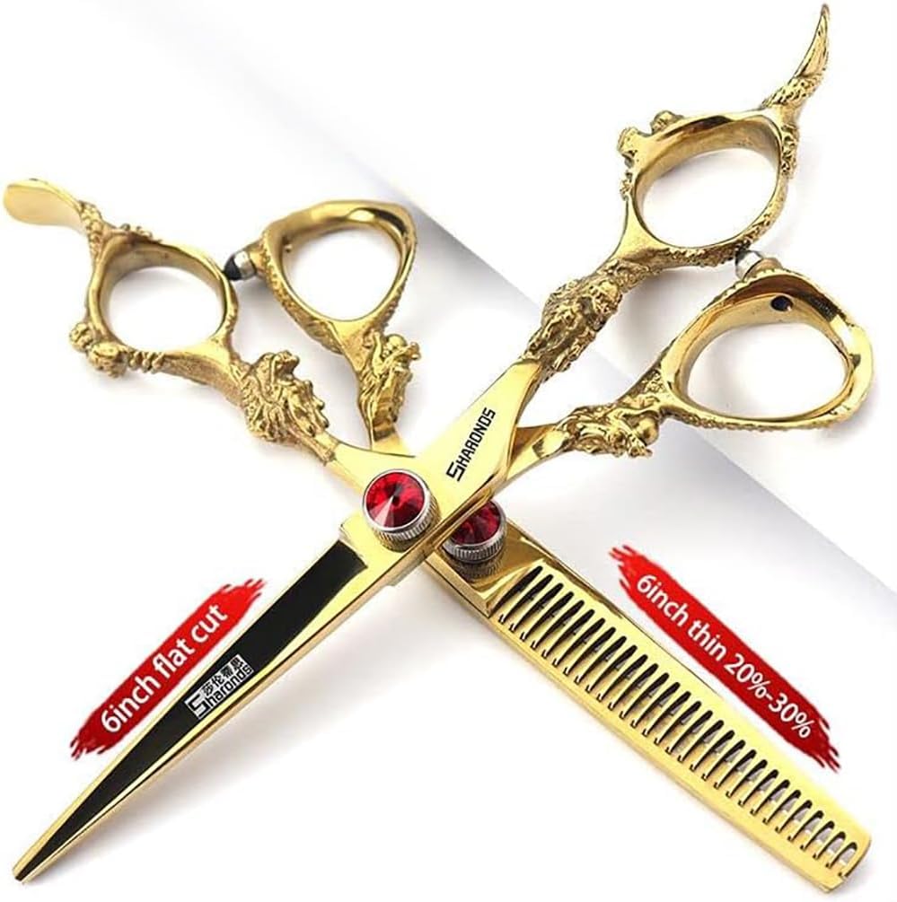 6 Inch Professional Hairdressing Scissors Set, Hair Clipper/Family Stainless Steel Hair Clipper (6 Inch Gold Set)