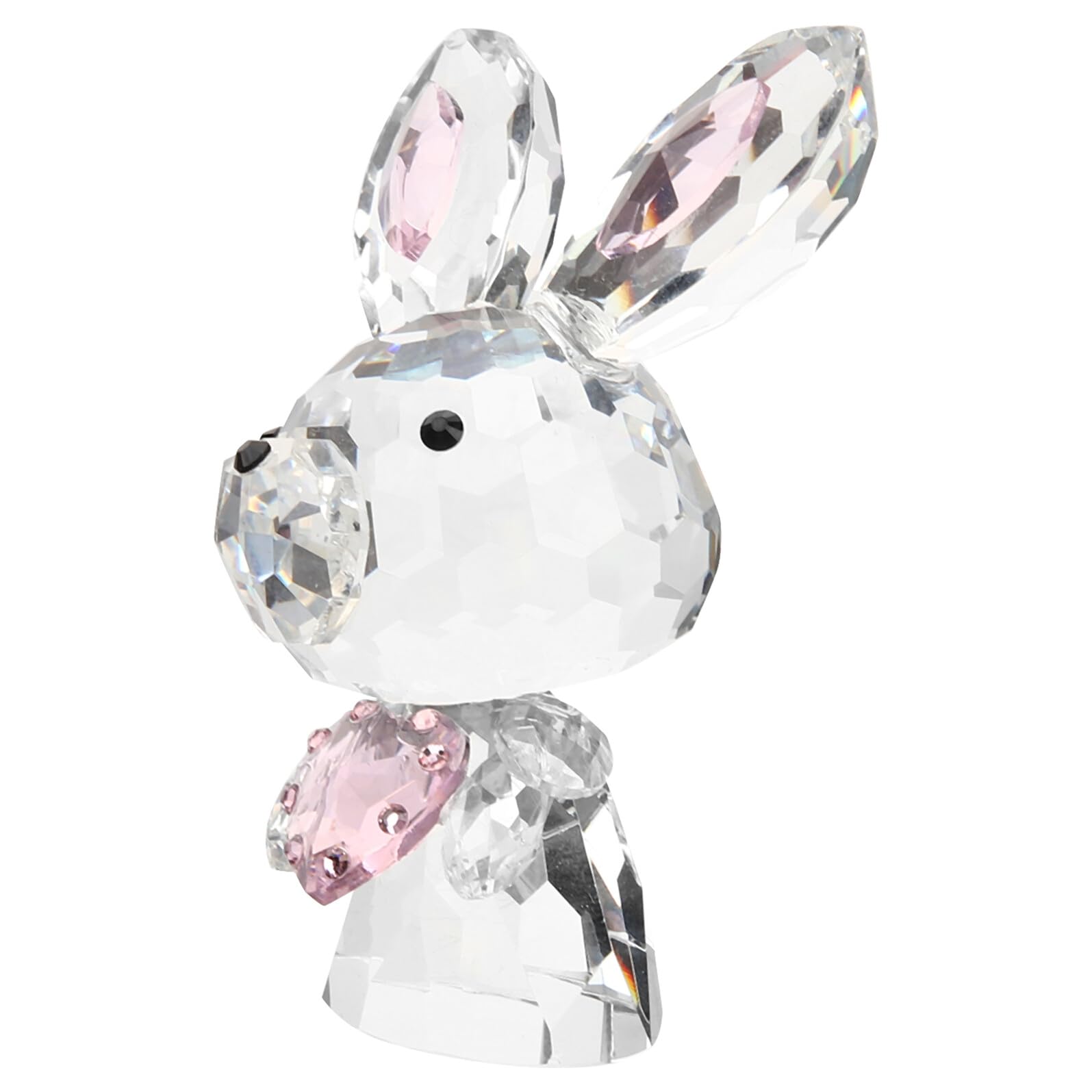 Statuette de Lapin en Cristal Rose, Petit Ornement Décoratif pour Table et Bureau, Décoration de Chambre et Jardin, Accessoire Déco Original et Solide, Figurine Lapin Cristal