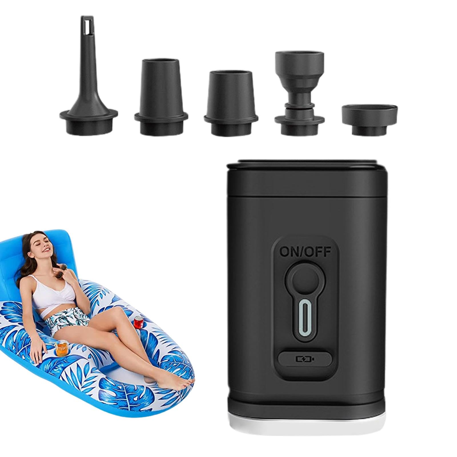 Wireless Air Pump, Portable Inflator with Camping Light, Usb Type C Rechargeable Compressor for Mattresses, Air Sofas, Pool Inflatables and Vacuum Storage Bags, 1 Set