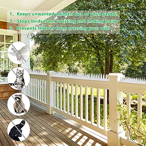 Kkuyt Defender Spikes, 12 Pack Plastic Bird Spike, Outdoor Wall Cat Spikes Pigeon Spikes, 17 Feet Security Fence Spikes Anti-Theft Climb Strips For Roof, Railing (Clear-12 Pcs)… #TOP3