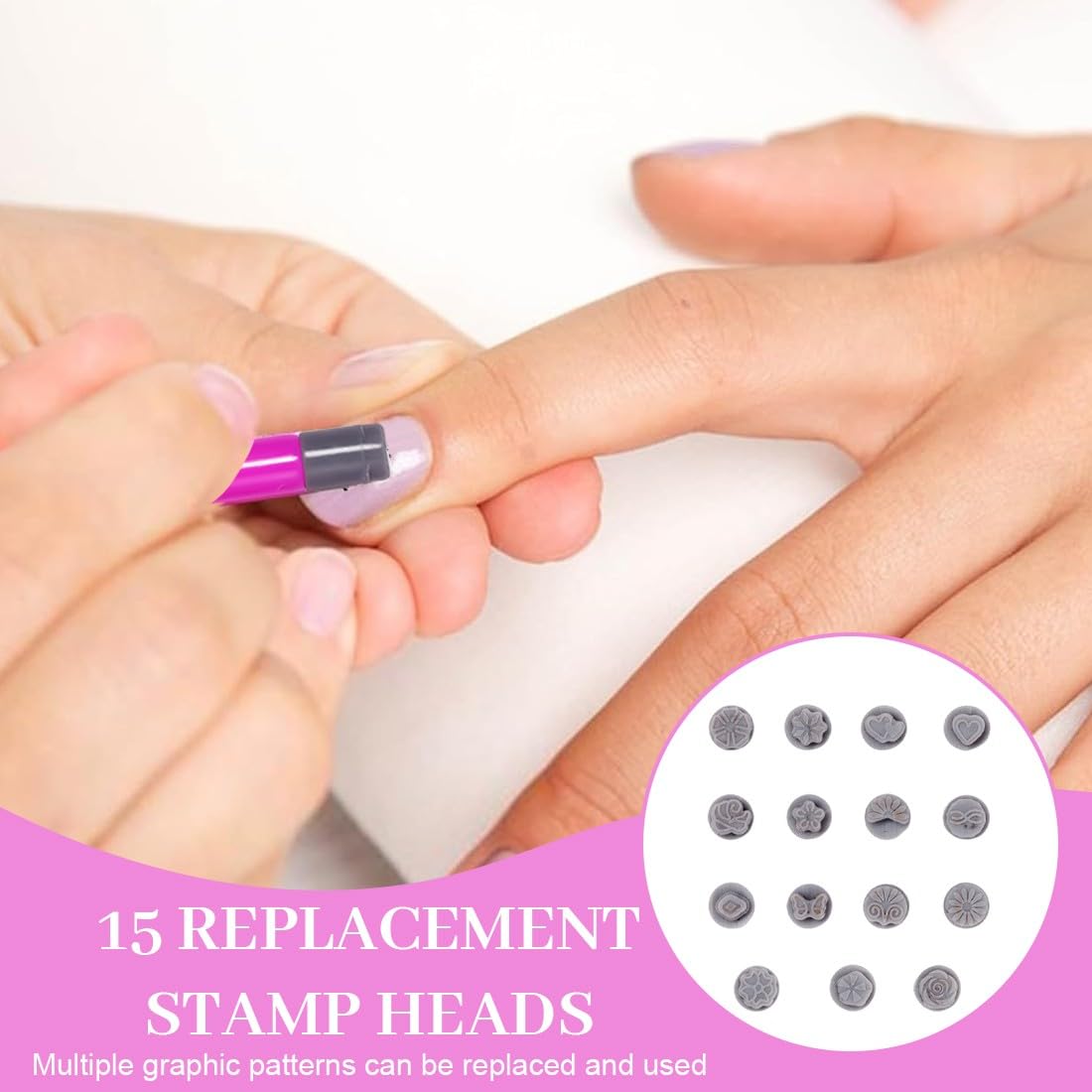 Penne per Stampa Nail Art,15 Pezzi Penne per Timbri per Nail Art in Silicone,Penne per Timbri per Unghie con Motivi, per Donne e Ragazze