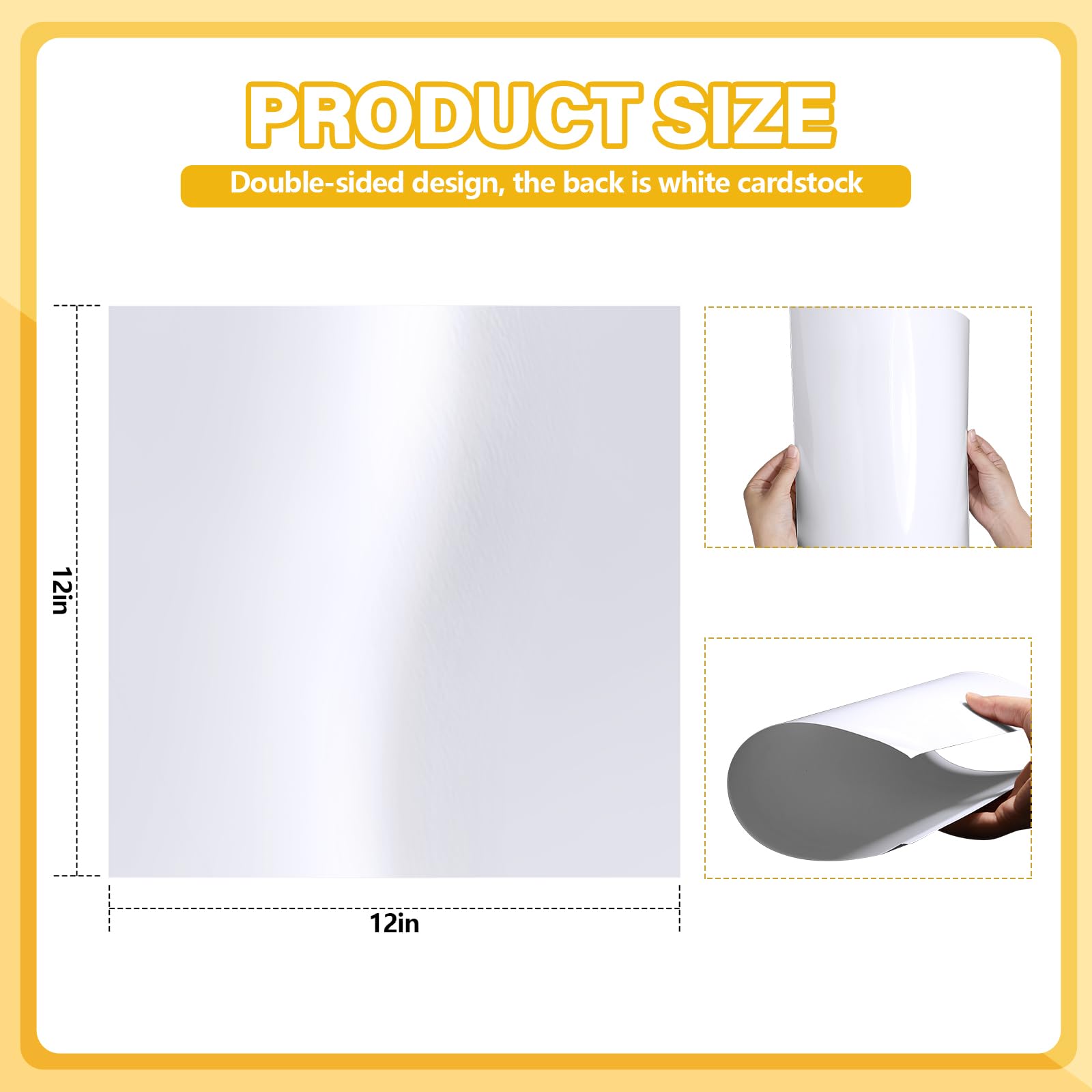Tenceur 50 hojas de cartulina blanca brillante de papel metálico de 12 x 12 pulgadas, hojas cuadradas de papel de impresora de 250 g/m², cartulina para hacer tarjetas de cumpleaños, proyectos de