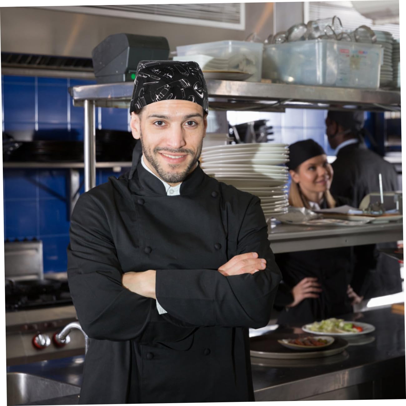 Sombrero De Cocinero Fregar Sombreros De Las Mujeres Sombreros De Cinta De Restaurante Gorro Cocinero Gorro De Cocinero Chef Turbante Sombreros De Cocina Algodón