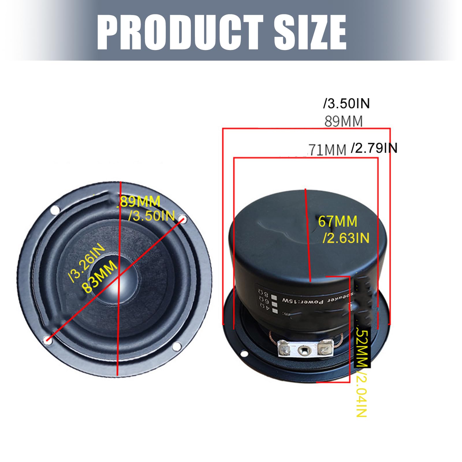 Przenośny 3-calowy okrągły subwoofer głośniki HiFi do kina domowego Łatwe konfiguracje Czułość 90 dB 15 W 4/6/8 Ohm róg