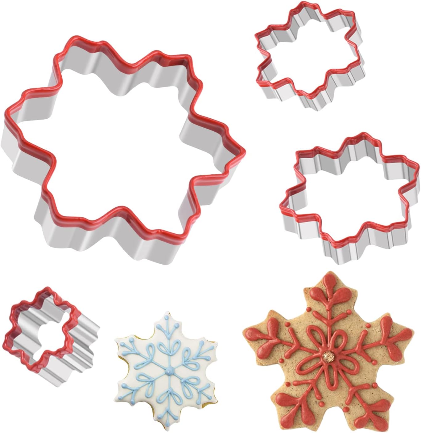 Amazon.com: Snowflake Cookie Cutter Set, 4 Piece Flower Cookie Cutters ...