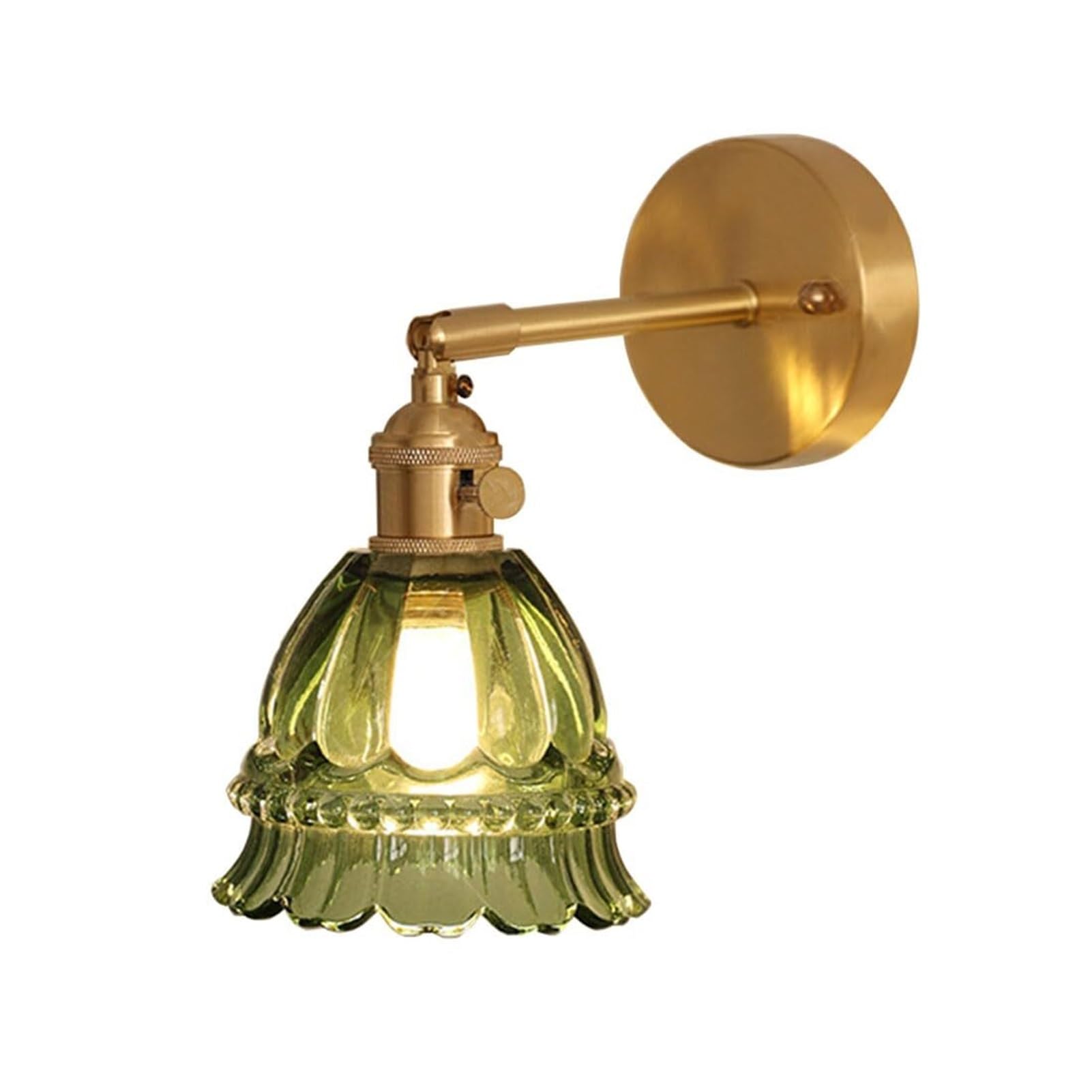 HUAYUSEDF Green Glass Industrial Bedside Wall Lamp with Switch Vintage Modern Sconce E27 for Bedroom Living Hallway Kitchen Farmhouse Hotel(B)