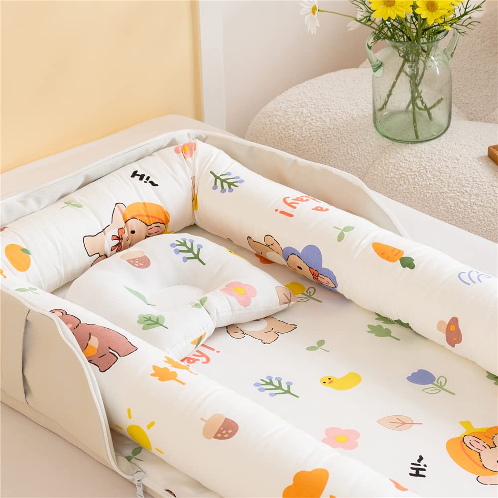 Amazon | Luddy ベビーベッド 新生児 枕付き ベッドインベッド