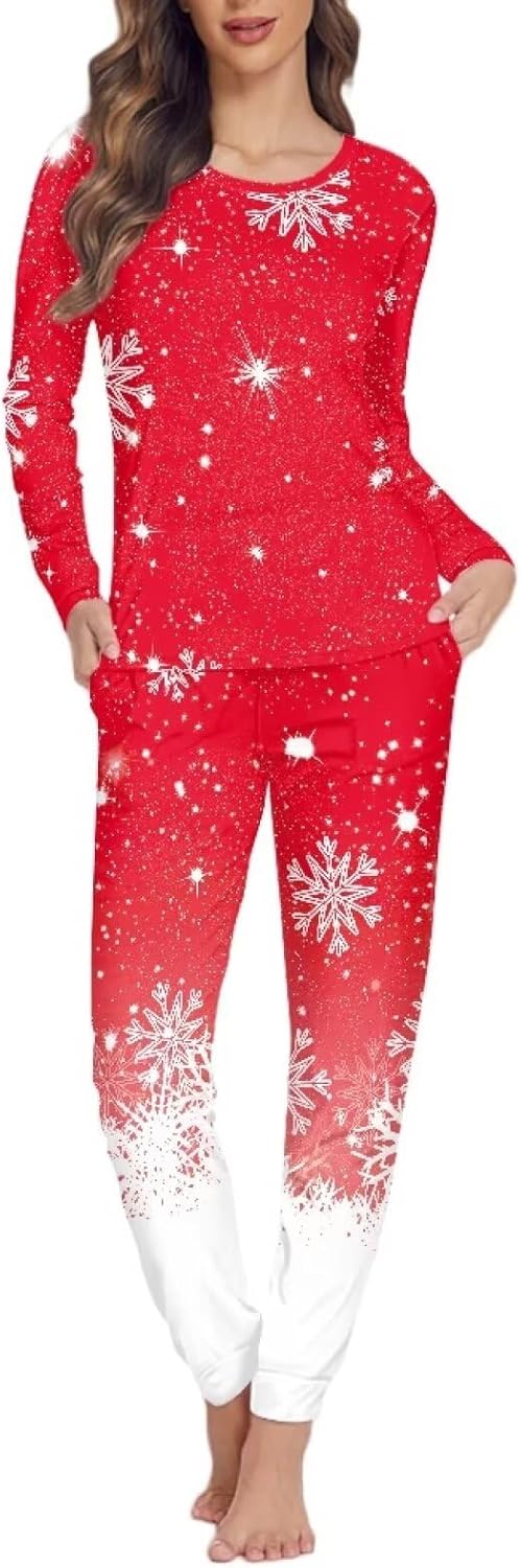 Christmas Lounge Sets For Women 3D Print Funny Pattern Women's Sleepwear Set 2Pcs Soft and Skin-Friendly Lounge Wear