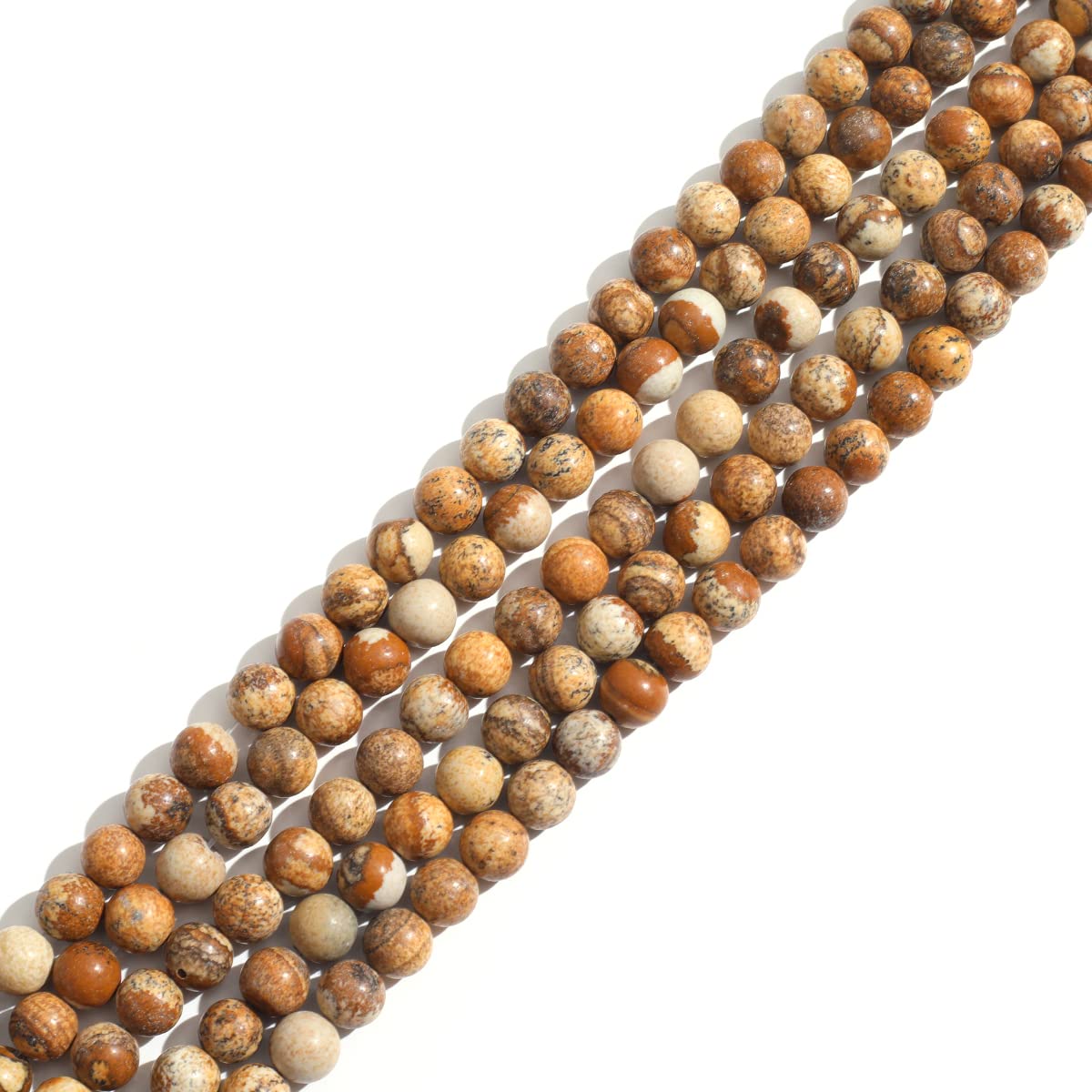Natural Stone 6mm Brown Picture Jasper Round Crystal Energy Stone Beading Loose Gemstone DIY Smooth Beads for Bracelet Necklace Earrings Jewelry Making