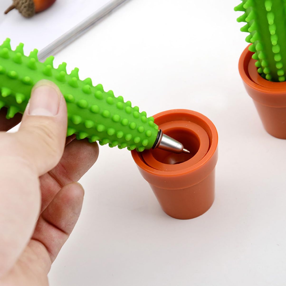 Bolígrafos Neutrales de Cactus y Bonsái, 5 Piezas Verdes de Plástico