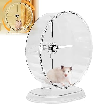 Silent Hamster Wheel, 24 cm Hamster Exercise Wheel with Double Bearings, Height-adjustable Transparent Gerbil Wheel, Simulate Natural Running, for Dwarf Syrian Hamsters Gerbils Rats