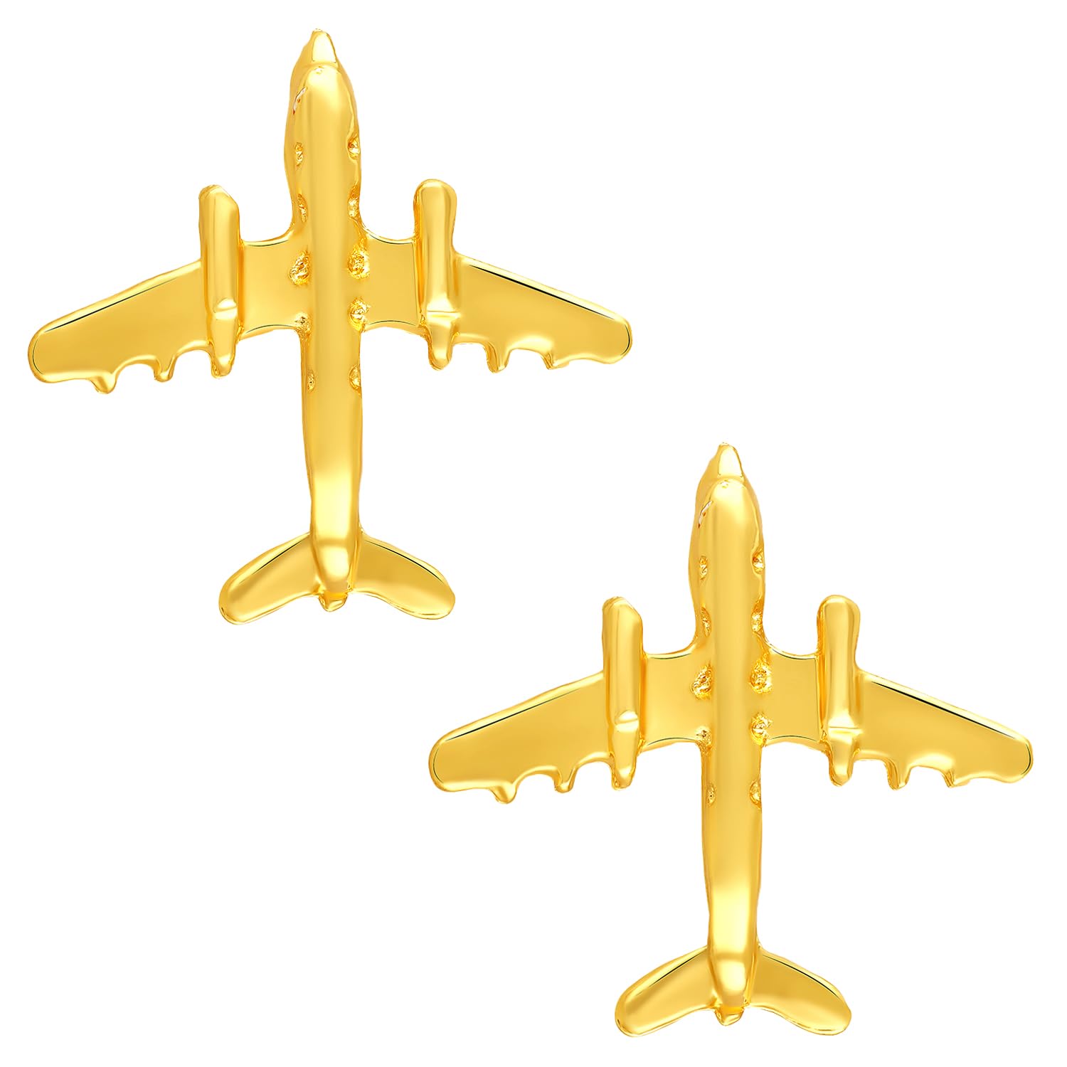 Small Aeroplane Shape Combo of 2 Unisex Lapel Pin Brooch with Gold Plating (CO1105750G)