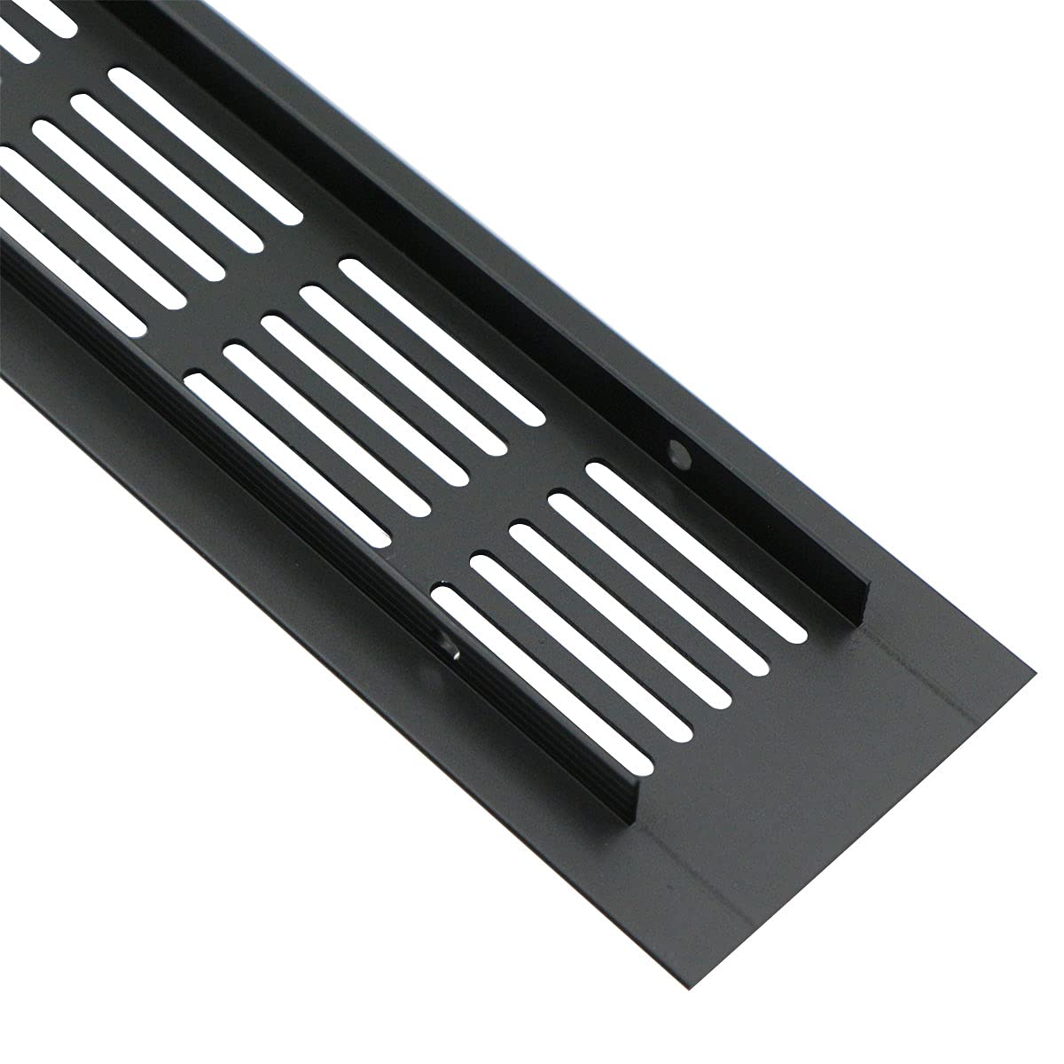 2 confezioni di griglie di ventilazione nere in alluminio, 250 x 50 mm, rettangolari, coperture per prese d'aria per porte e armadi con schermo anti-insetti, resistenti alla corrosione