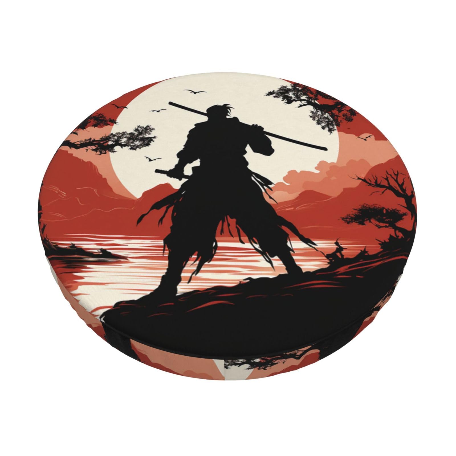 Fodpand Black Samurai Stool Covers Round 12 Inch, Stretch Round Bar Stool Seat Covers Washable Dustproof Stool Cushion Slipcover Soft Velvet Bar Chair Covers With Elastic Band