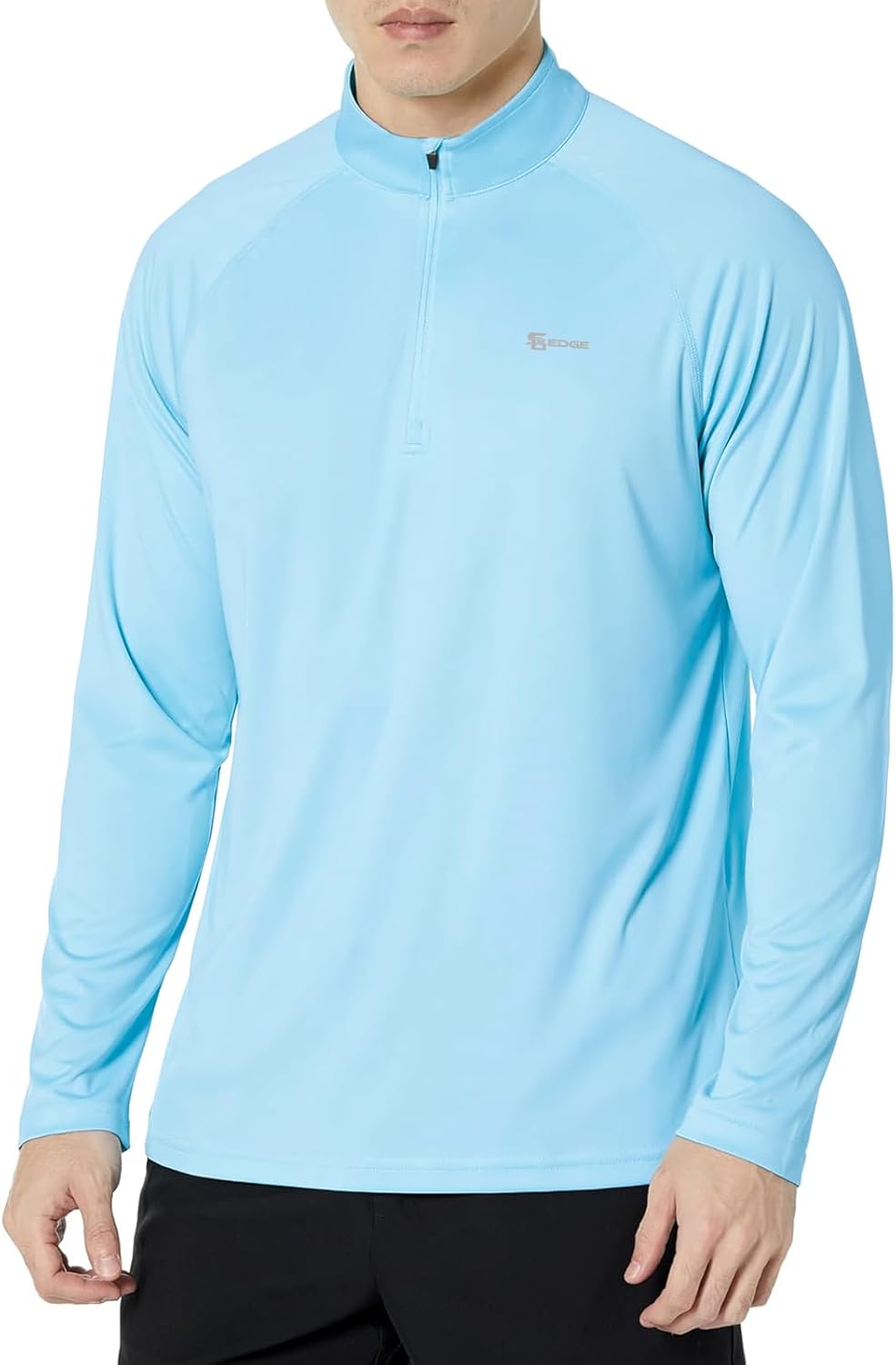 Men's UPF 50+ Rash Guard 1/4 Zip Stand Collar Swim Shirt Long Sleeve
