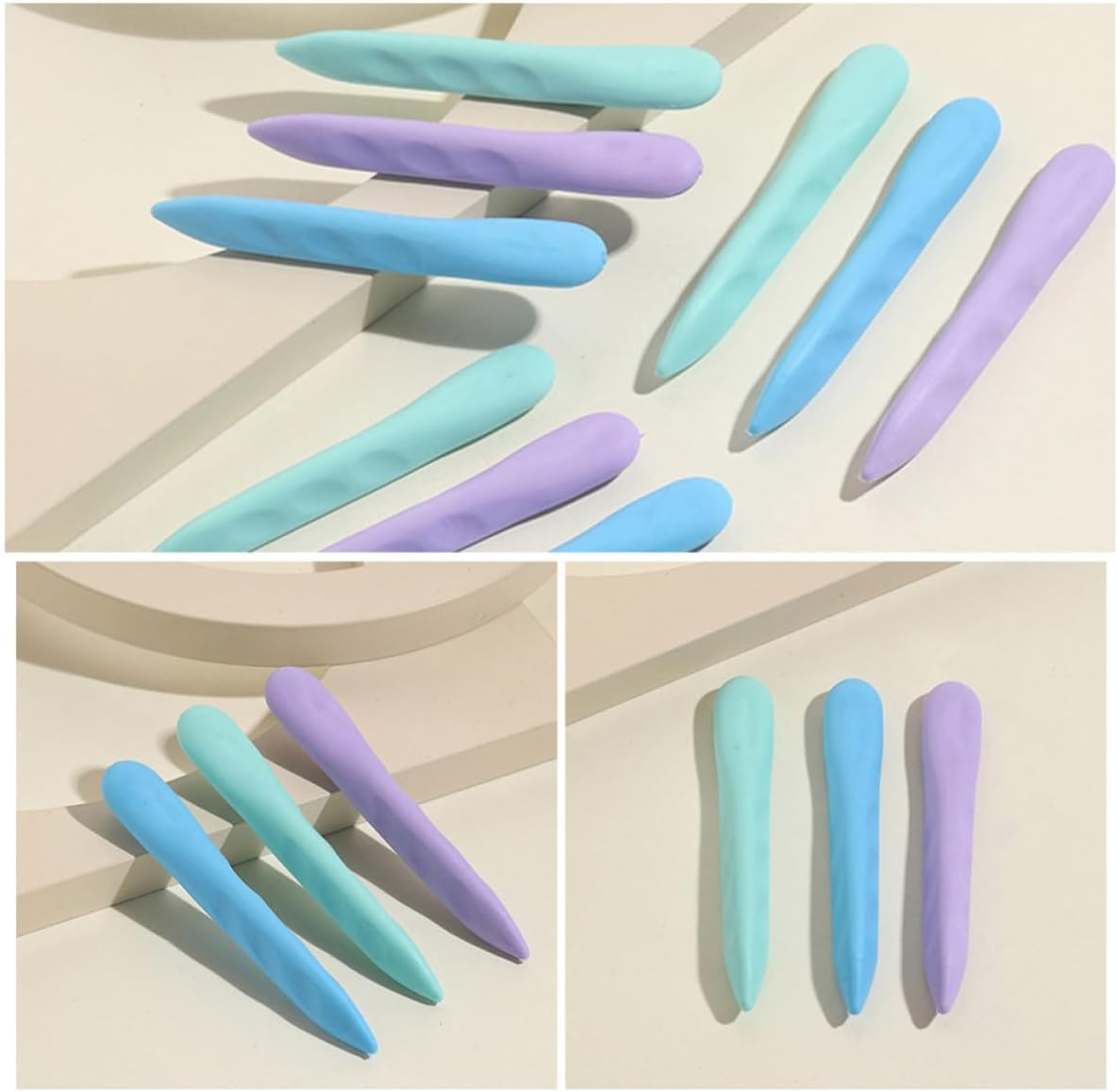 15pcs Macaron Color Long Strip Shape Erasers Soft TPR Material Cute Erasers for Drawing and Office Use Shareable Student Portable Supplies