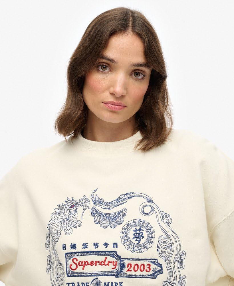 Superdry Damska bluza Tokyo Narrative Oversized Wollweiß 38