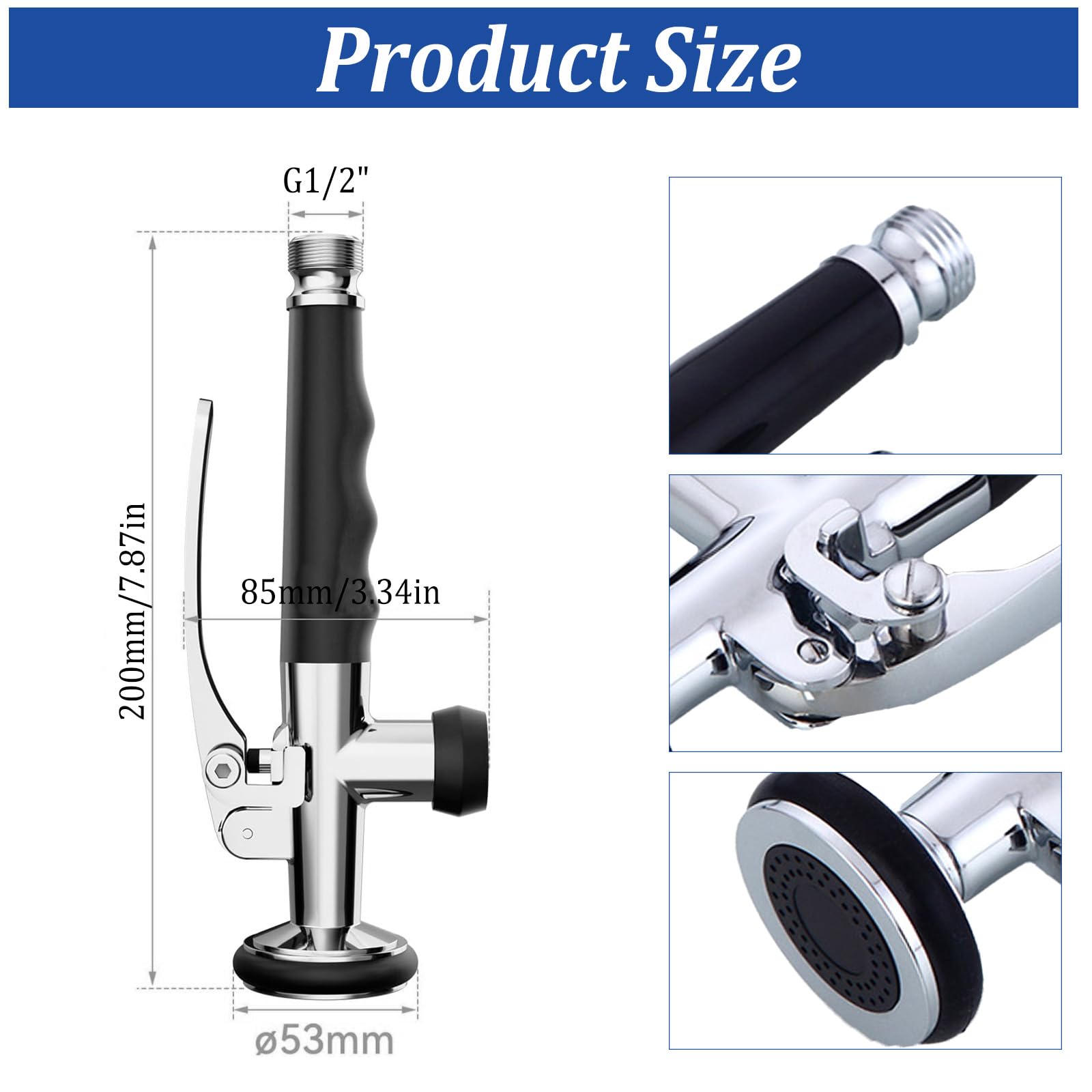 Profi Gastro - Doccetta di ricambio in acciaio INOX da 1/2", con staffa di bloccaggio, per doccetta a pendolo Gastro, colore: Argento