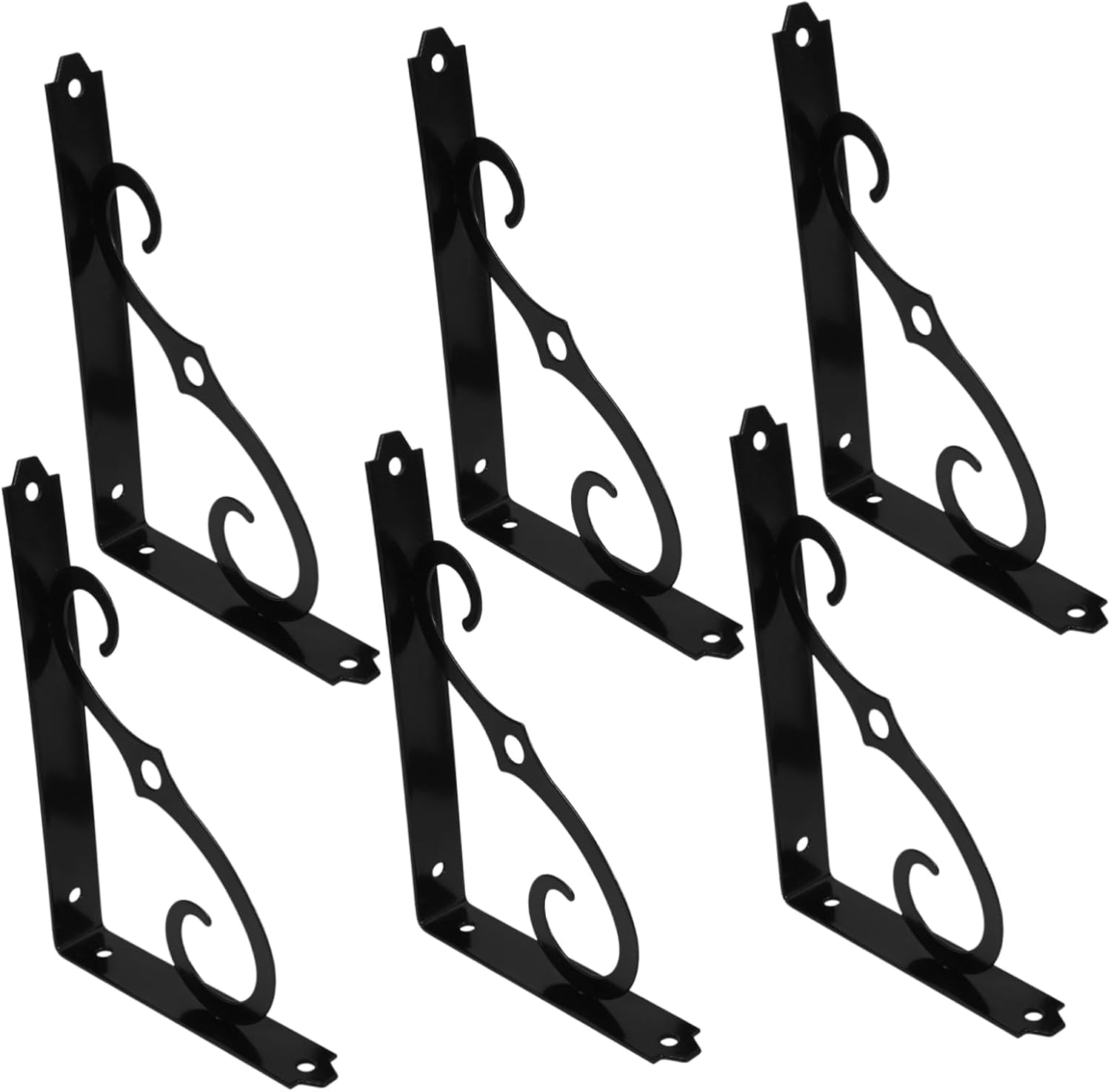 Homoyoyo 6pcs Heavy Duty Wall Shelf Brackets Sturdy Support for Shelves Design Easy to Install for Home Office and Garden Use