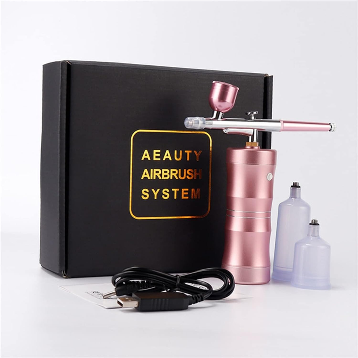yuyoumaoyi 0.4mm Mini Air Compressor Kit Air-Brush Paint Spray Gun Airbrush for Nail Art Tattoo Craft Cake Nano Fog Mist Sprayer Skin Care for Cake Decorating Makeup Art Nail (Color : Rose)