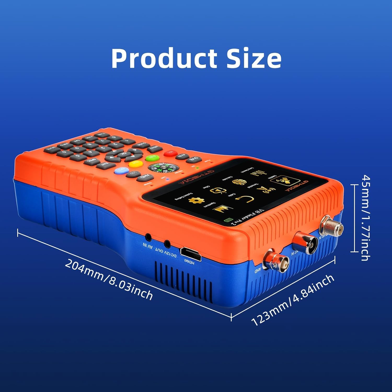 GT MEIDA V8 Finder Pro Sat Finder Rilevatori di satellite TV satellitare Singal finder meter digitale DVB-S2X/S2/S/T2/T/C satelite Misuratore riconoscimento H.265 HD Con Display LCD Da 4.3"