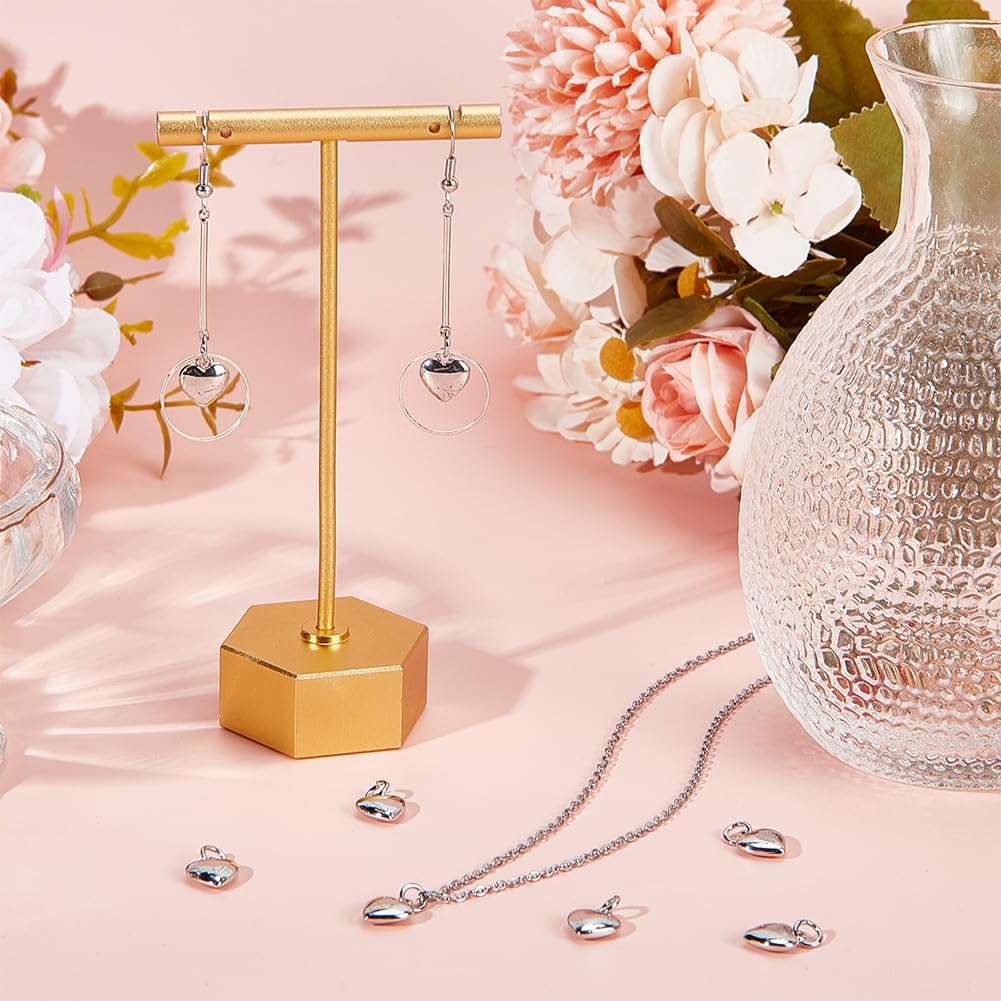 Beebeecraft 1 Box 18K Gold Plated Small Heart Charms 3D Heart Dangle Pendant Charms with Jump Ring for Mother's Day Valentine's Gifts Jewelry Making Finding - Image 4