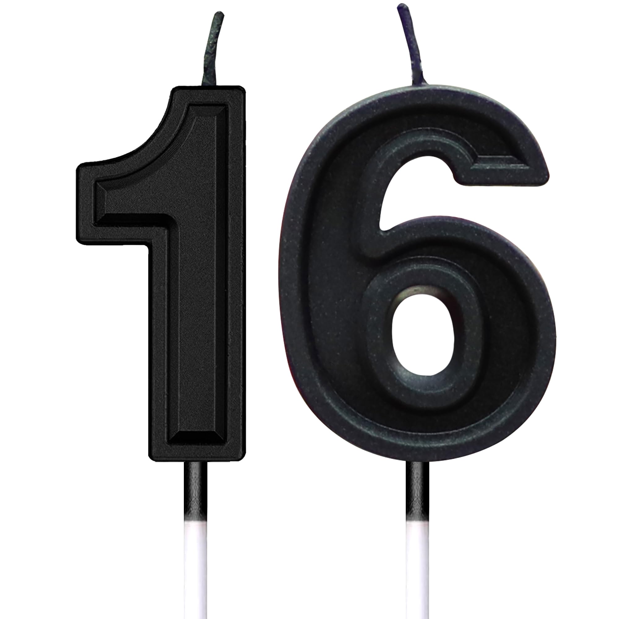 Toyventures Black Number Birthday Candle 3D Designed Cake Topper Decorations For Happy Birthday Candles Wedding Anniversary (Number 16)