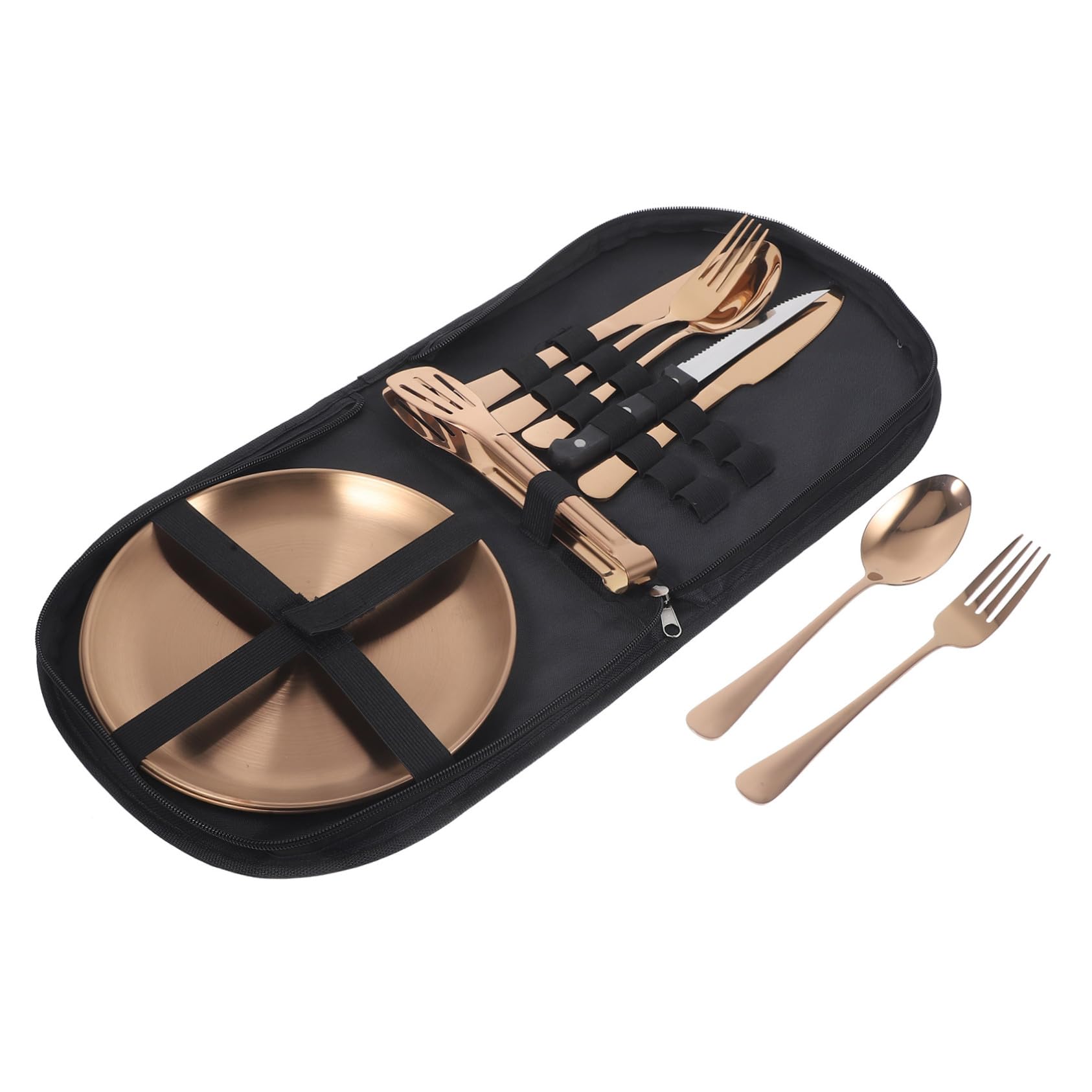 Edelstahl Camping Utensil Mit Fall Für Reisen Picknicks Und Outdoor-aktivitäten Wiederverwendbares Besteck Robustem Material