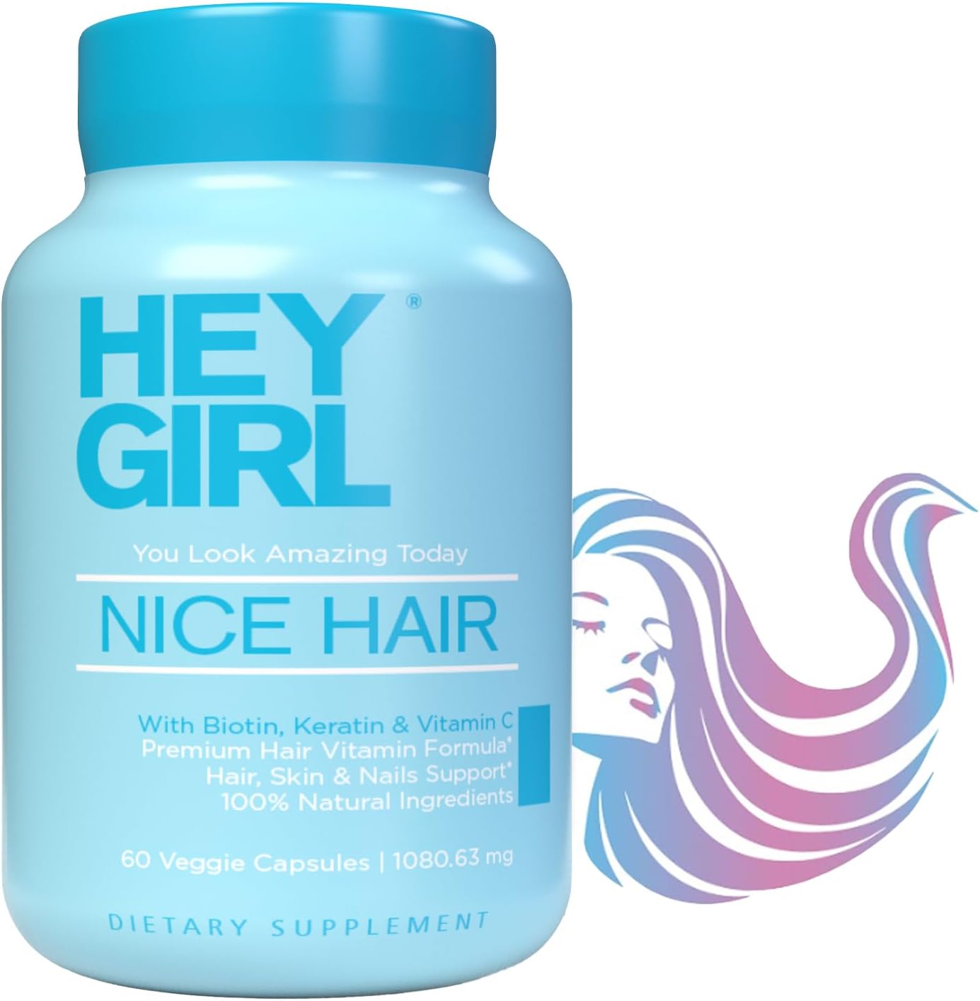 Hair Vitamins To Help Thinning and Fallout - Hair Supplement To Grow Hair Faster, Stronger & Have Healthy Skin & Nails - Scientifically Made With Biotin, Keratin, Folic Acid, Vitamin B, C