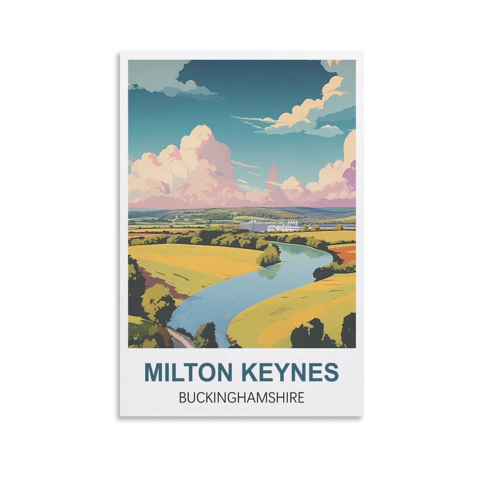 CTZIKWW Milton Keynes Buckinghamshire Vintage Travel Posters 08x12inch(20x30cm) Canvas Art Prints Picture Wall Art Painting