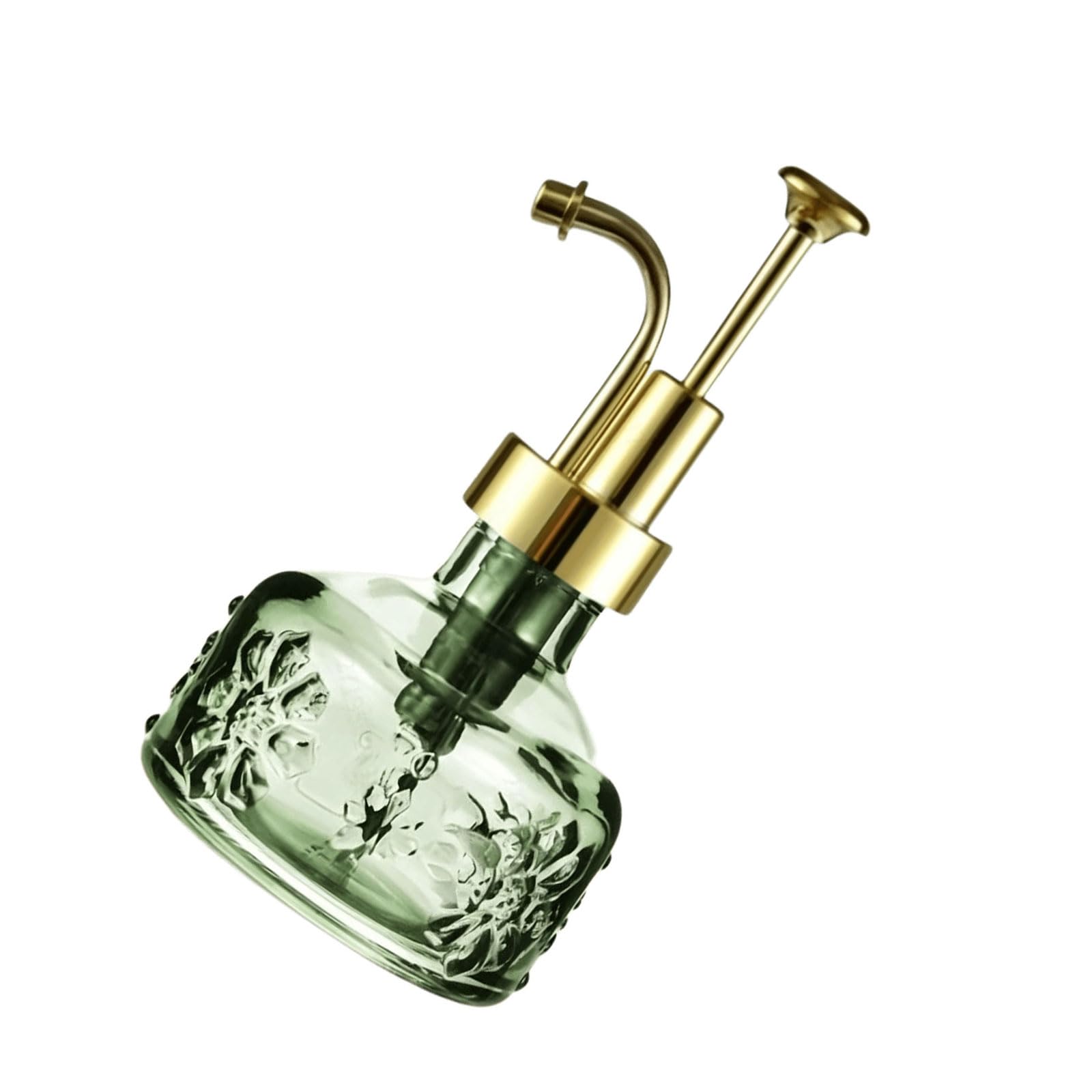 Oxxggkao Decorative Press Type Glass Bottle Soap Dispenser with Flower Embossing Pattern Great for Bathroom Sink Countertop Sun Flower Pattern Bathroom Lotion Dispenser