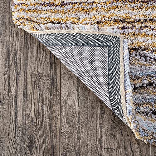 Image of Classie Ombre Pattern Fur Rectangular Carpet, 6X8 Feet, Teal Mixture