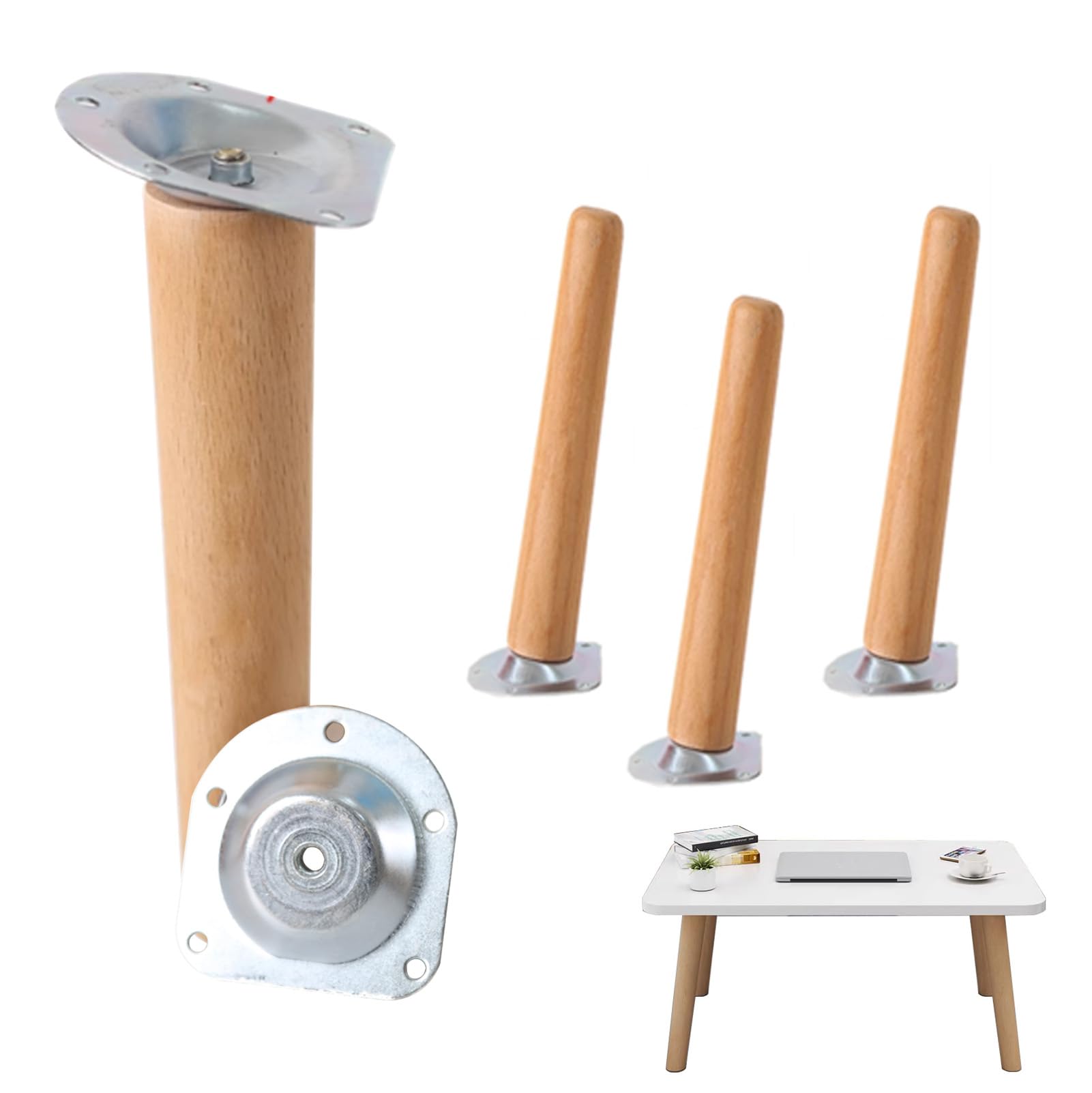 Nogi do mebli z litego drewna, 4 szt. Nogi do mebli drewnianych ukośne zwężane 10-70 cm(50cm(19.6in))