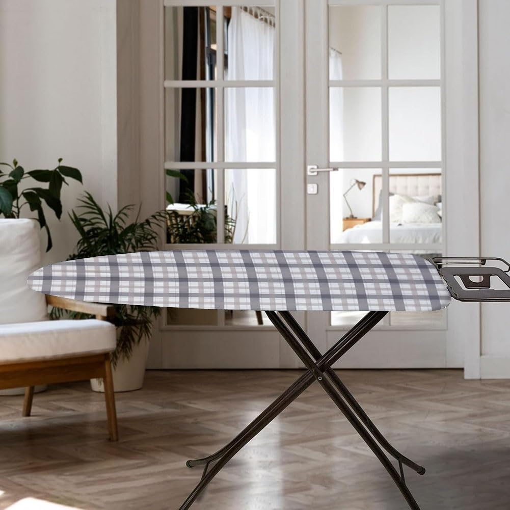 Funda para tabla de planchar resistente y almohadilla gruesa resistente a las quemaduras, borde elástico ajustable de 46.8 x 17.7 pulgadas (marrón) – perfecto para un fácil planchado y uso