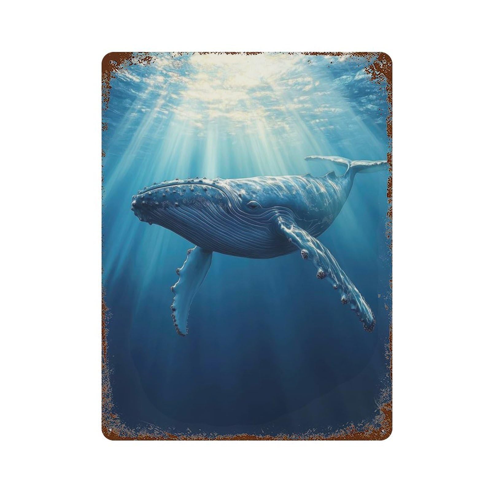 Humpback Whale Underwater Retro Metal Sign 15.7"x11.8", for Garage, Bar And Workshop Decor, Shabby Chic Decor