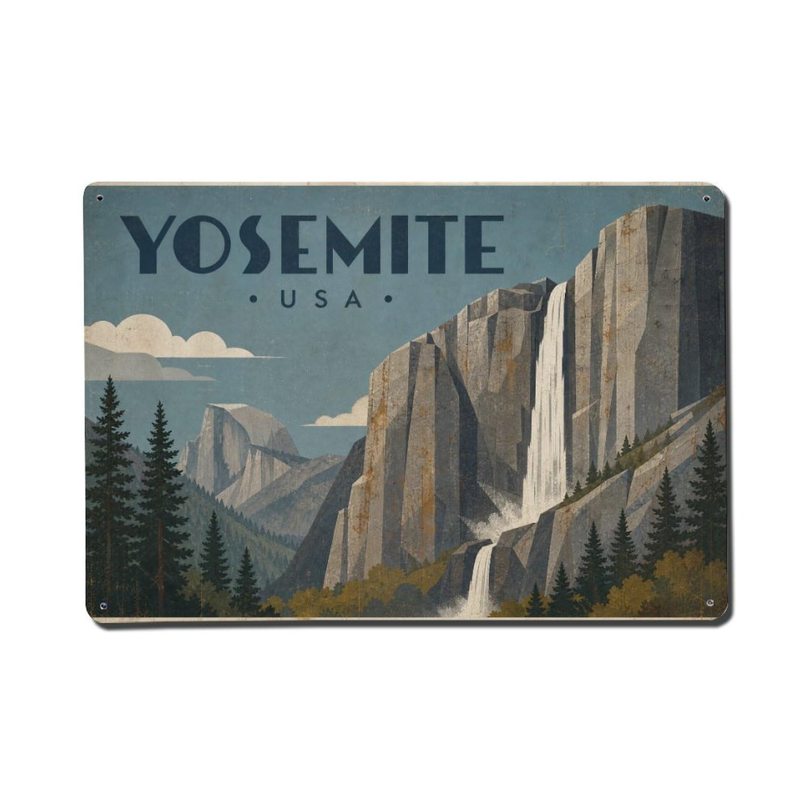 Metal Tin Sign Vintage Travel USA Yosemite Style Wall Deco