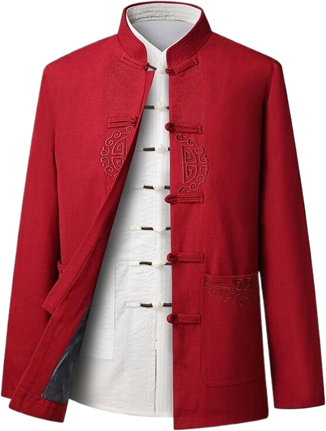 Men's Hanfu Tang Suit Long Sleeve Traditional Chinese Jacket Set