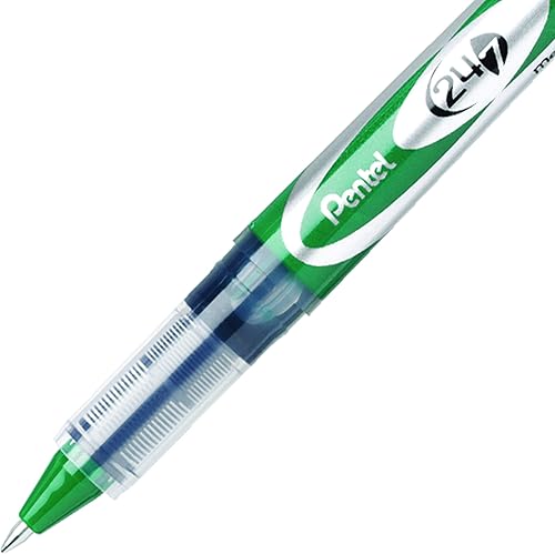 Miniatura 3 de Pentel Bolígrafo con rodillo 247, línea media, tinta verde, caja de 12 unidades (BLD97-D)