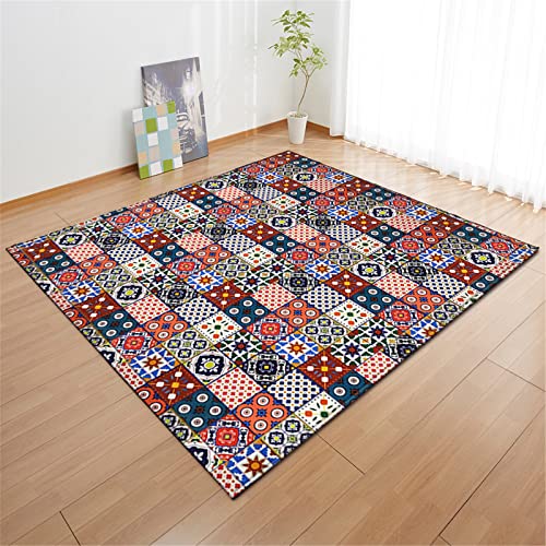 Chickwing Alfombras Salon Modernas Grandes, 3D Mandala Alfombra Suave Rectángulo Antideslizantes Lavables para Decorativa Habitacion Dormitorio Comedor Pasillo Cocina (120x160cm,Celosía Diamante)